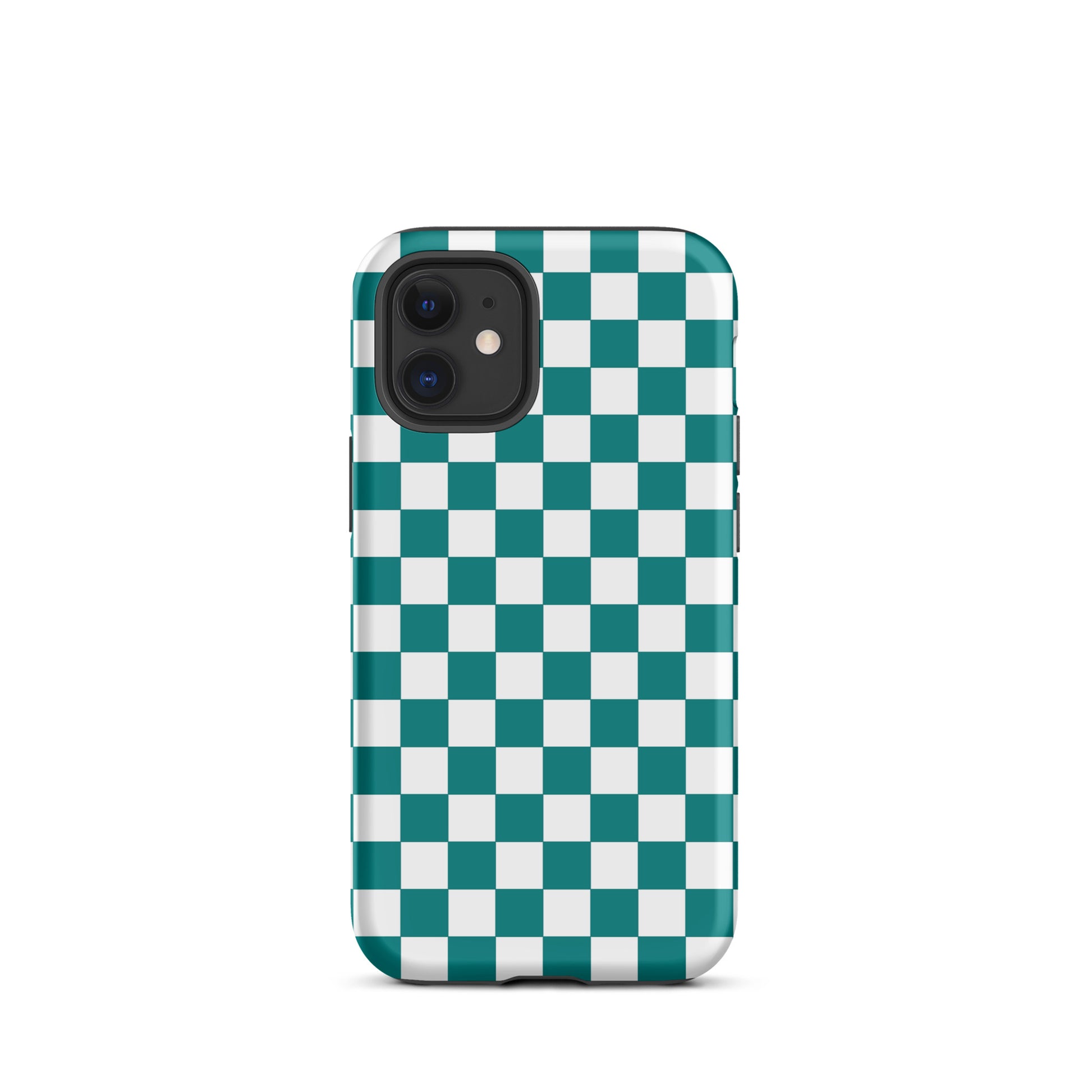 Phone Case for iPhone with teal and white checkered design, adding a bold and playful vibe to your phone's look and style.