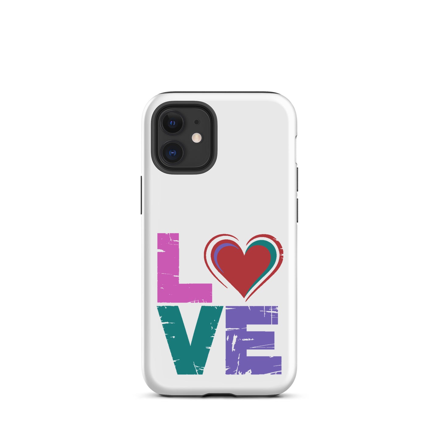 Love Dual Layer Tough Case for iPhones with colorful love design and heart