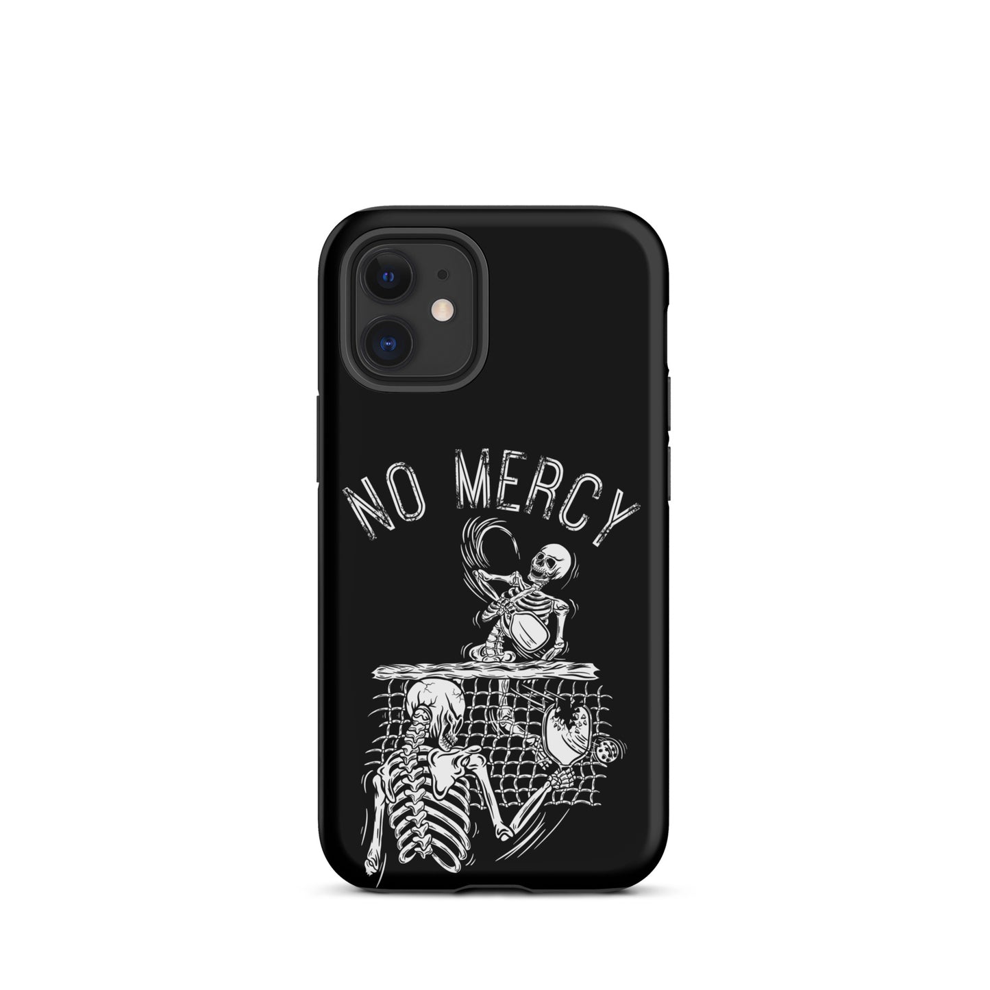 Pickleball iPhone case with “No Mercy” skeleton design for players seeking intense court protection.