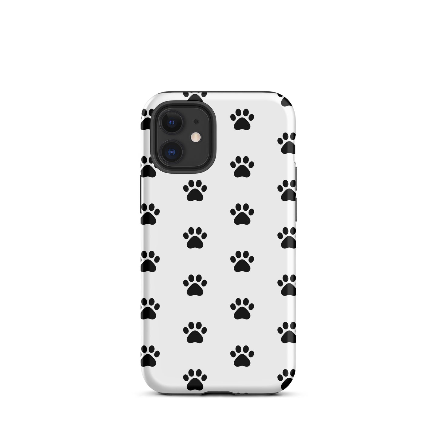 Phone Case for iPhone with stylish paw print design, ideal for pet lovers, featuring minimalist black paw icons for cat and dog owners.