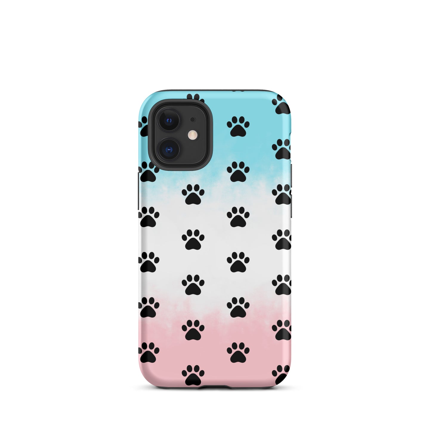 Phone Case for iPhone with paw print pattern, designed for pet lovers, featuring a minimalist, transparent style highlighting phone's color.