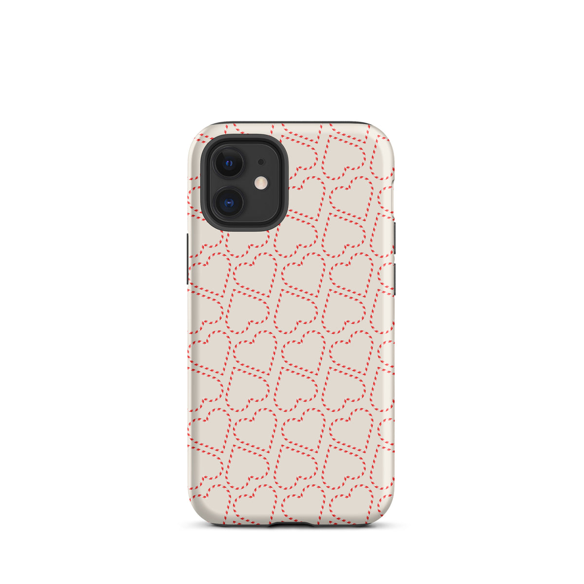 Phone Case with holiday candy cane heart pattern, festive red and white design for winter celebrations and Christmas gatherings.