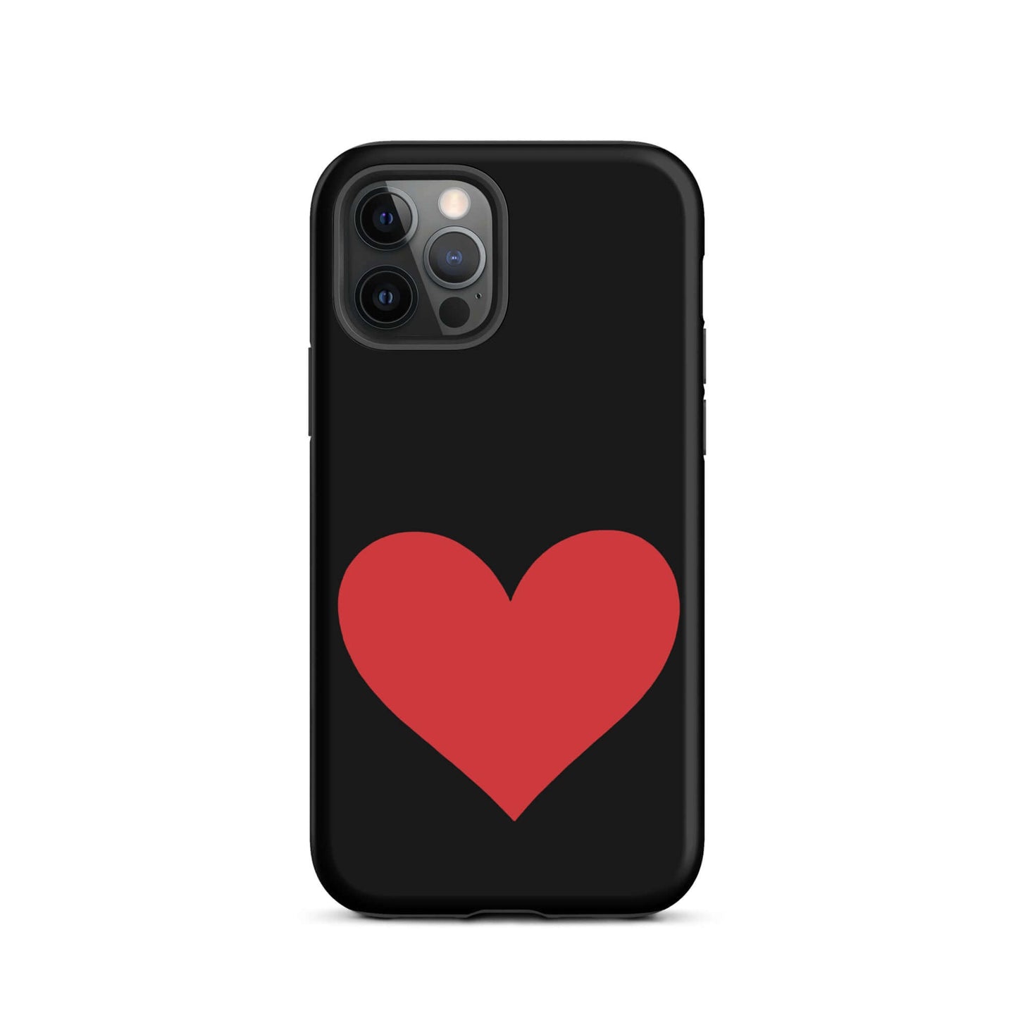 Phone Case featuring a vibrant red heart graphic on a black background, perfect for stylish protection.