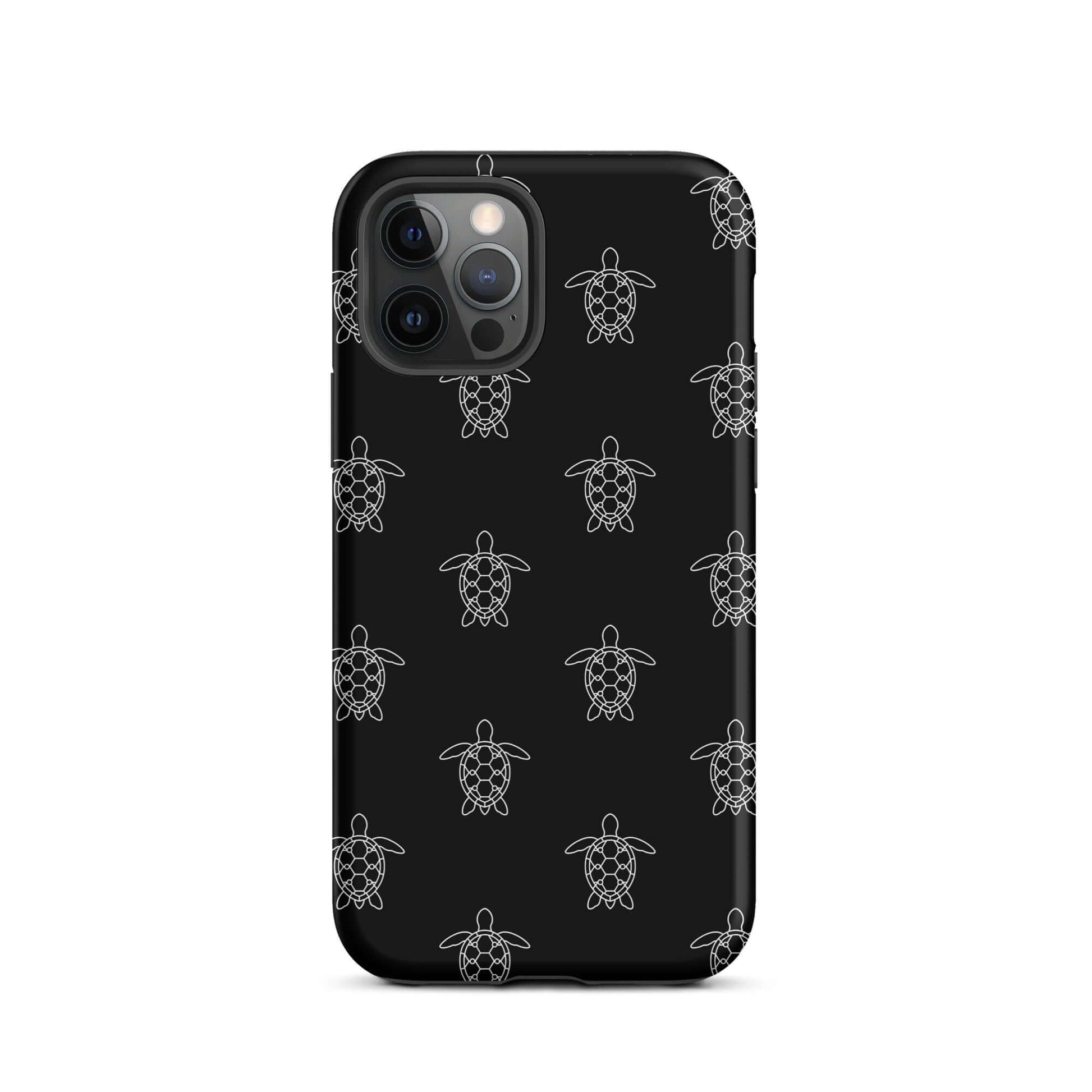 Phone Case with minimalist sea turtle pattern in black, featuring geometric outline designs.