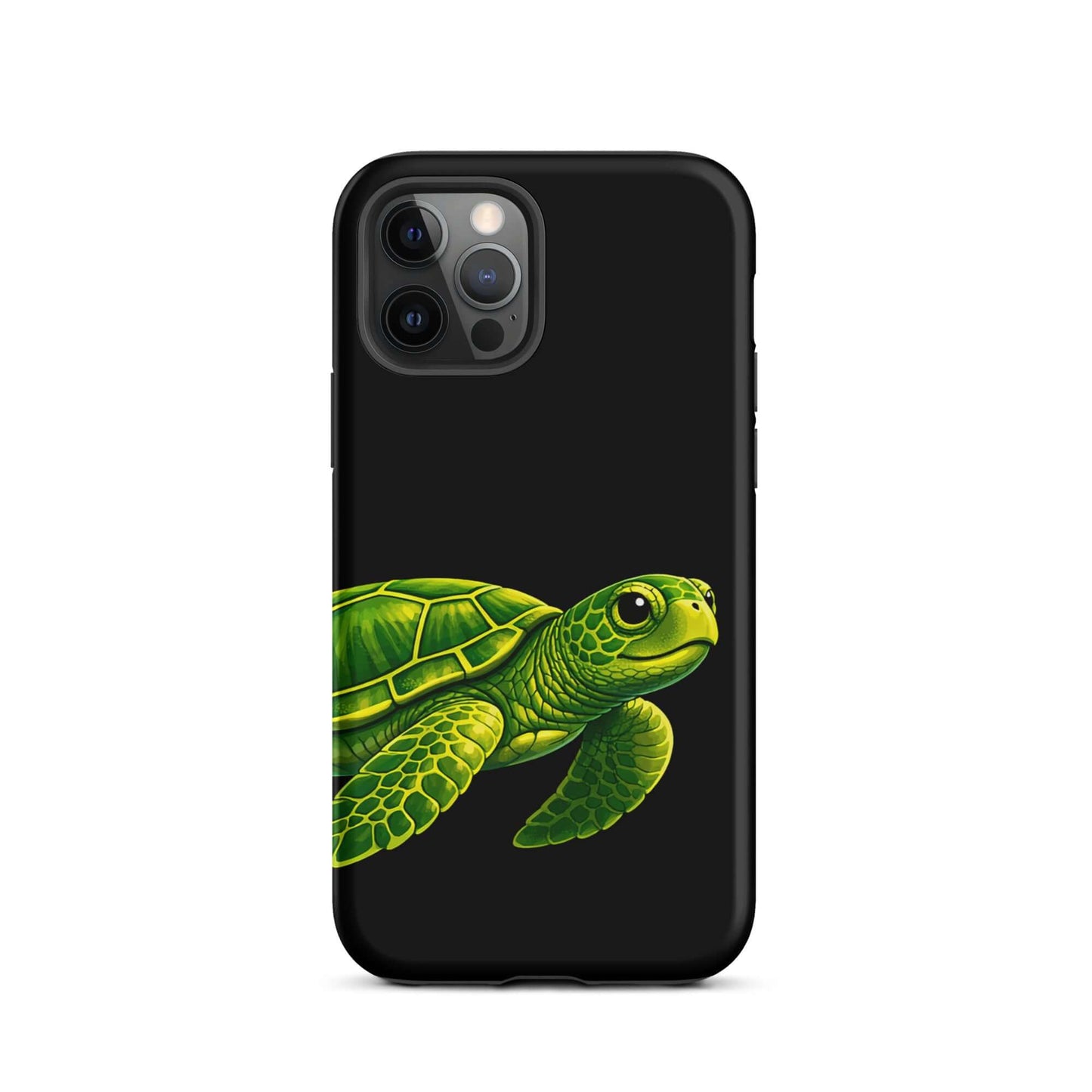 Phone Case featuring a vibrant sea turtle design against a black background for style and protection.