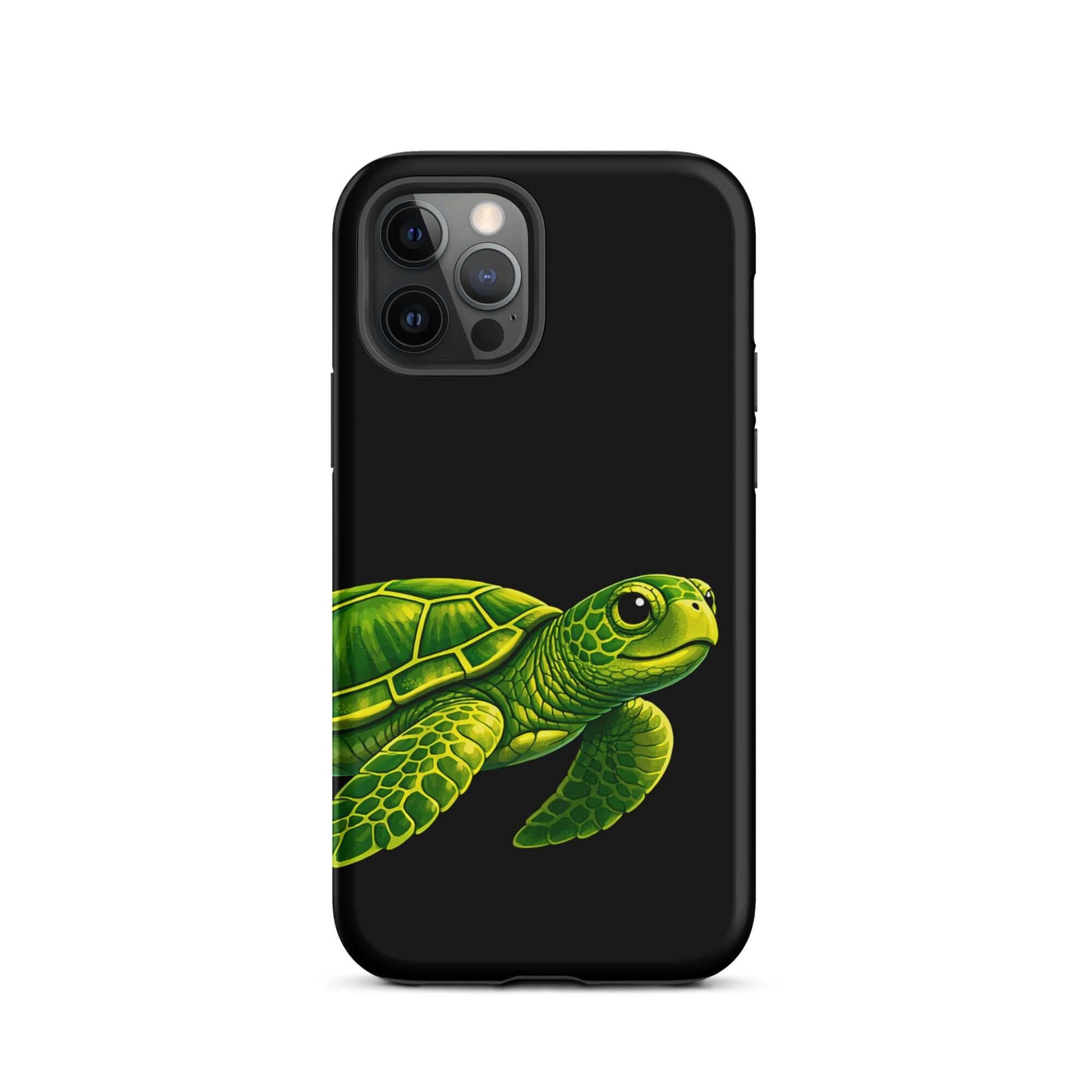 Phone Case featuring a vibrant sea turtle design against a black background for style and protection.