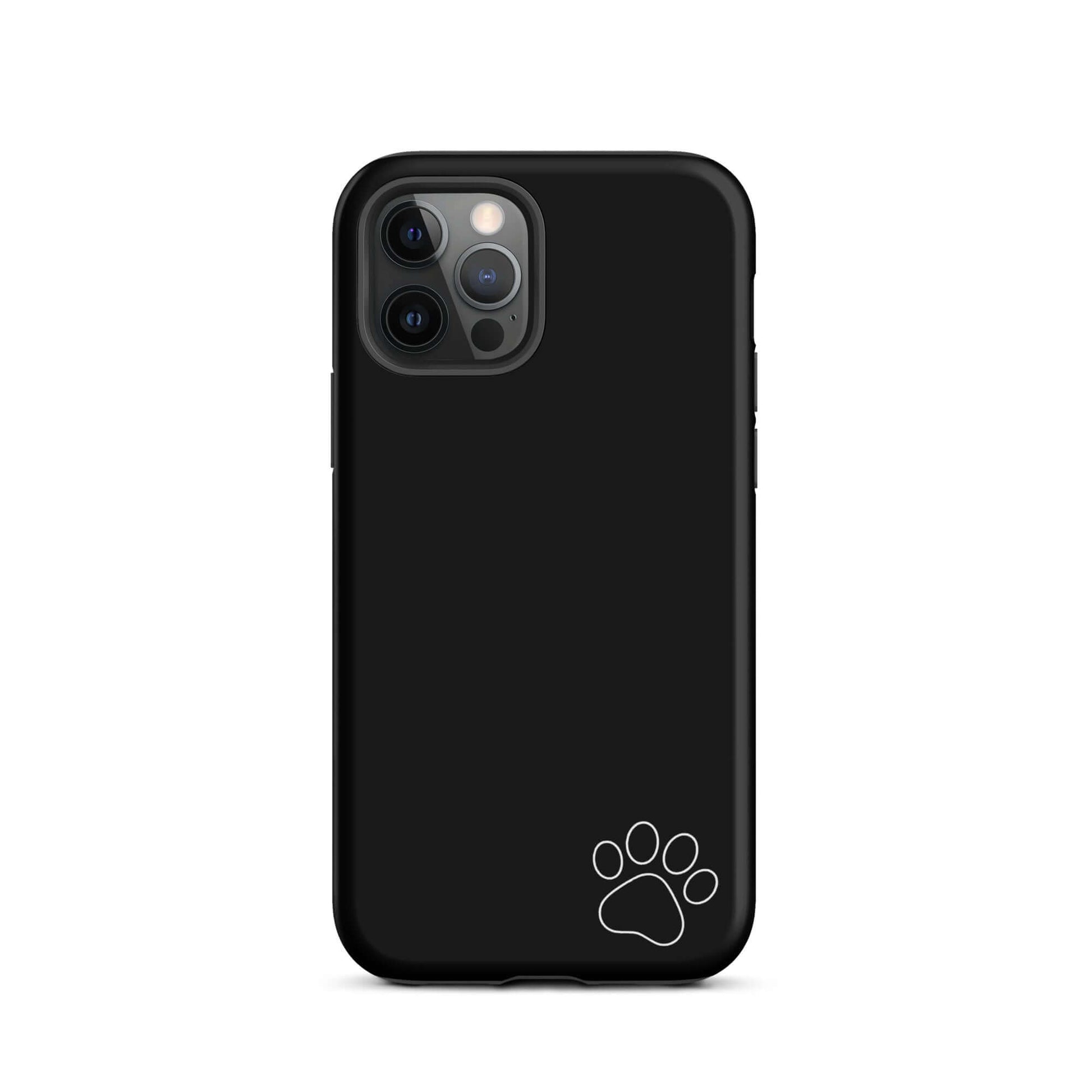 Phone Case for iPhone with minimalist paw print design on sleek black cover.