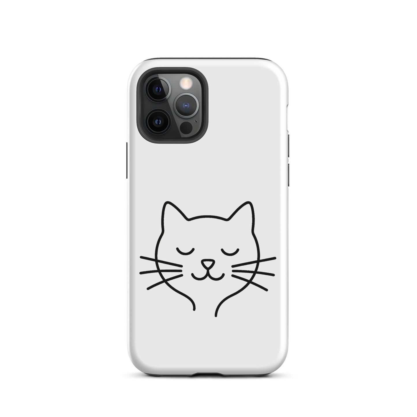Phone Case for iPhone with cute minimalist cat line art design, featuring a simple cat face and whiskers for stylish protection.
