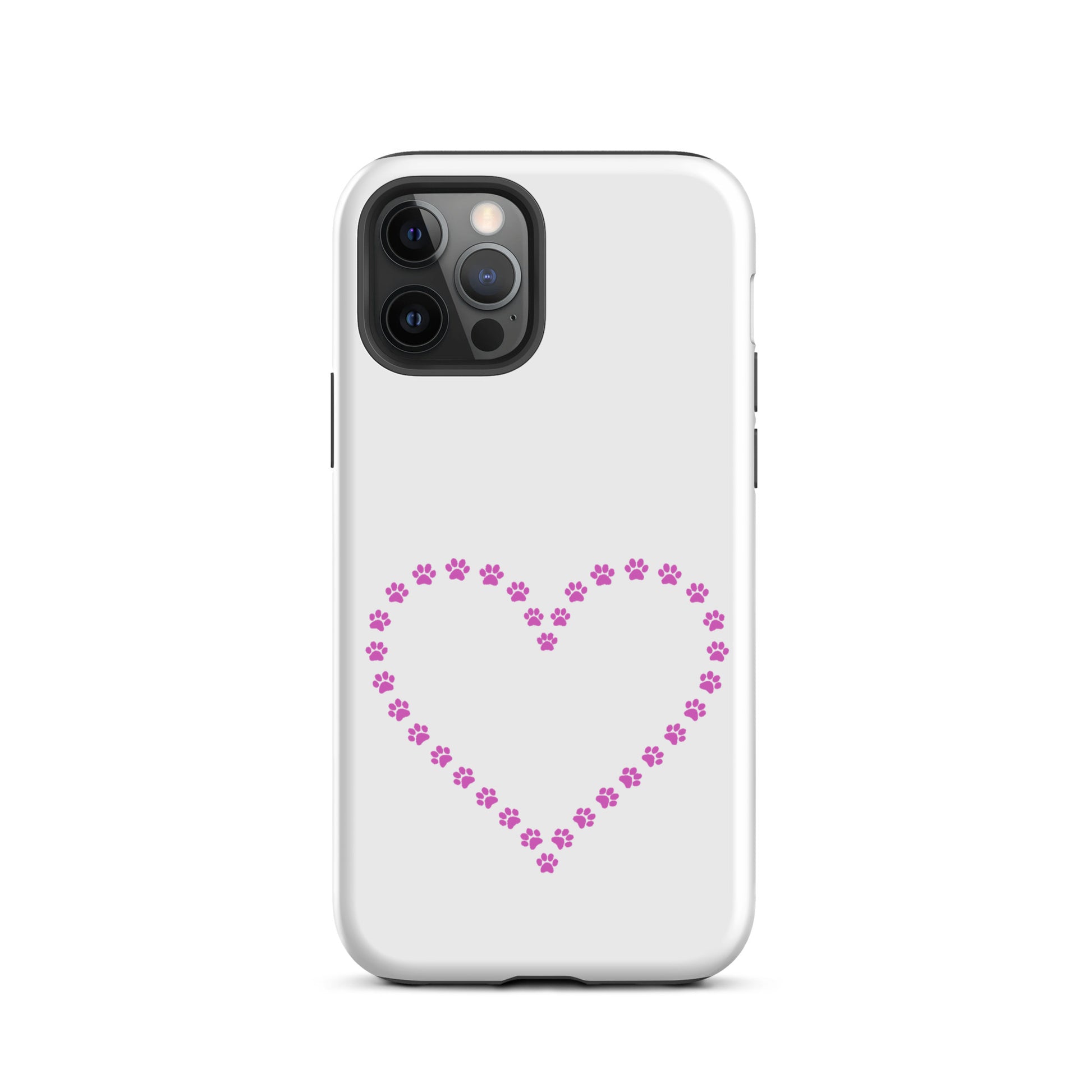 Phone Case for iPhone with cute paw print heart design, perfect for pet lovers seeking playful yet durable protection.