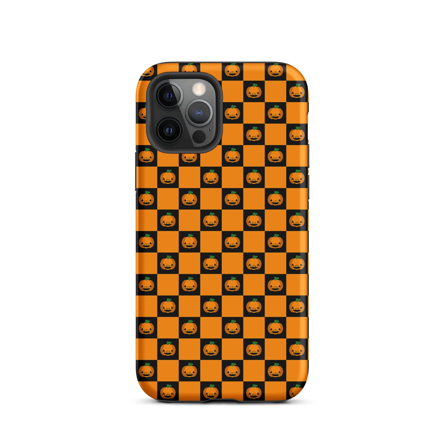 Phone Case iPhone Halloween Orange Pumpkin Checkered Design