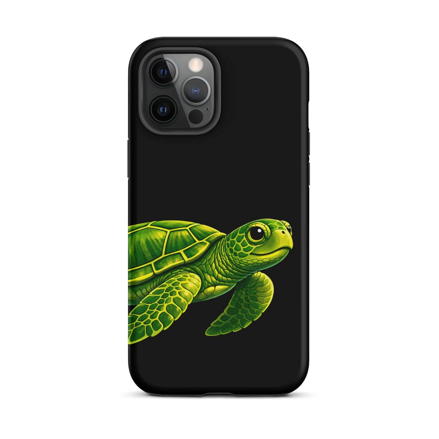 Phone Case featuring a vibrant sea turtle design on a black background for style and protection.