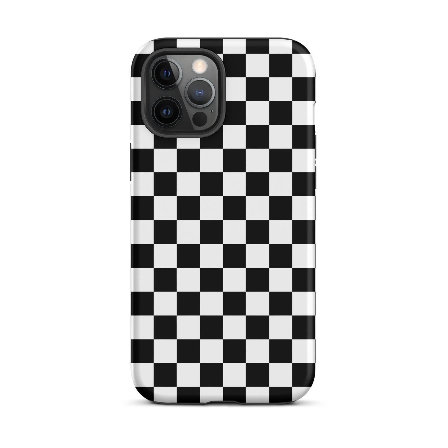 Phone Case for iPhone with bold black-and-white checkered pattern, adding a fun and fearless style to your device.