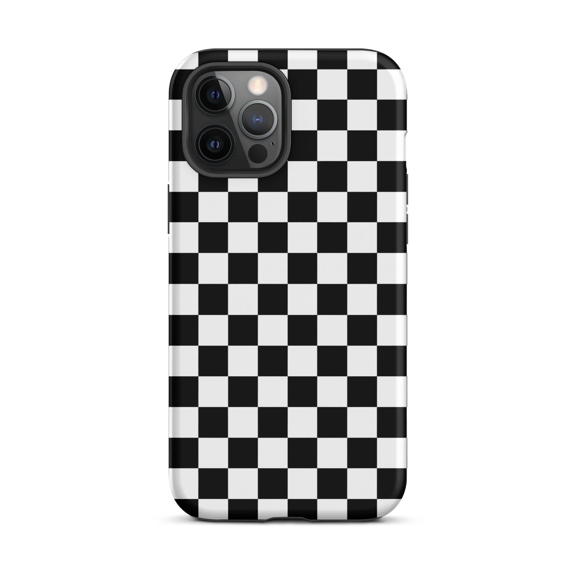 Phone Case for iPhone with bold black-and-white checkered pattern, adding a fun and fearless style to your device.