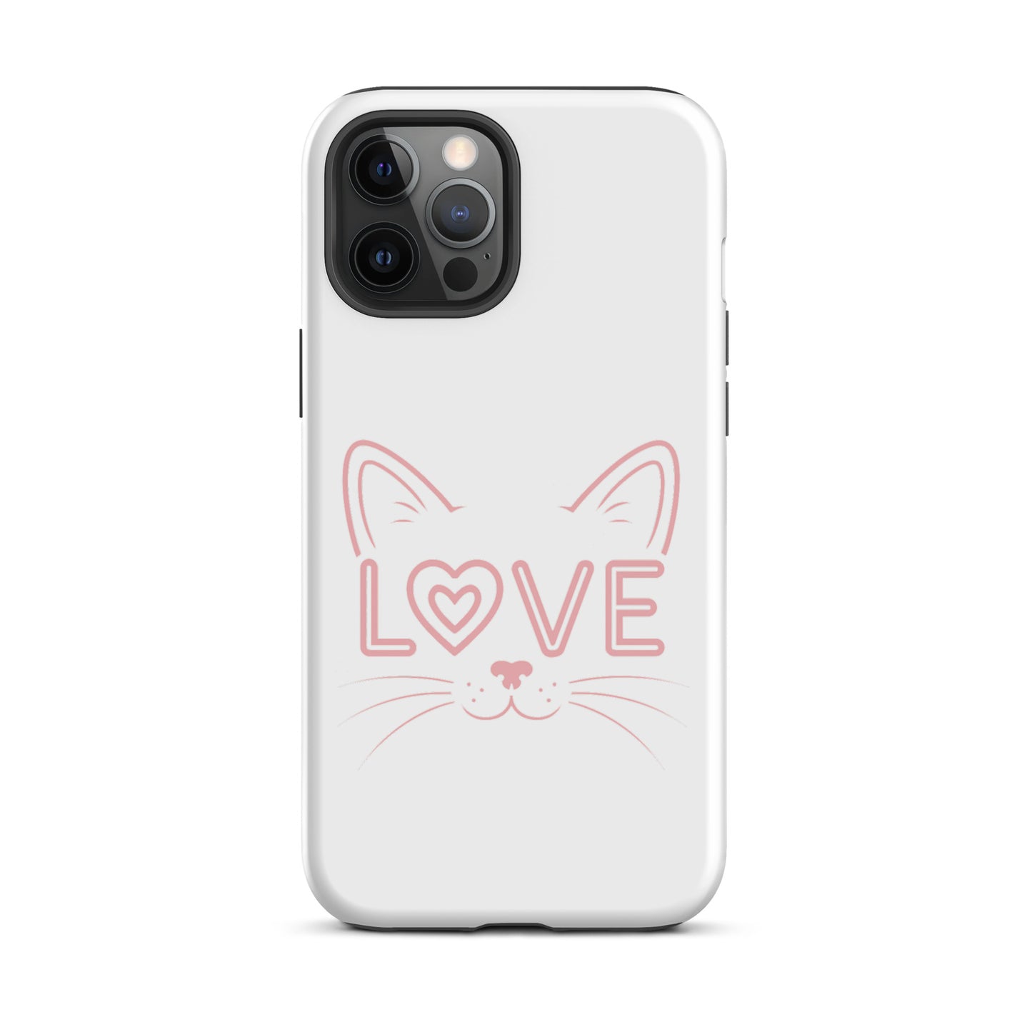 Cat Love iPhone case with minimalist cat face and love design for feline enthusiasts.