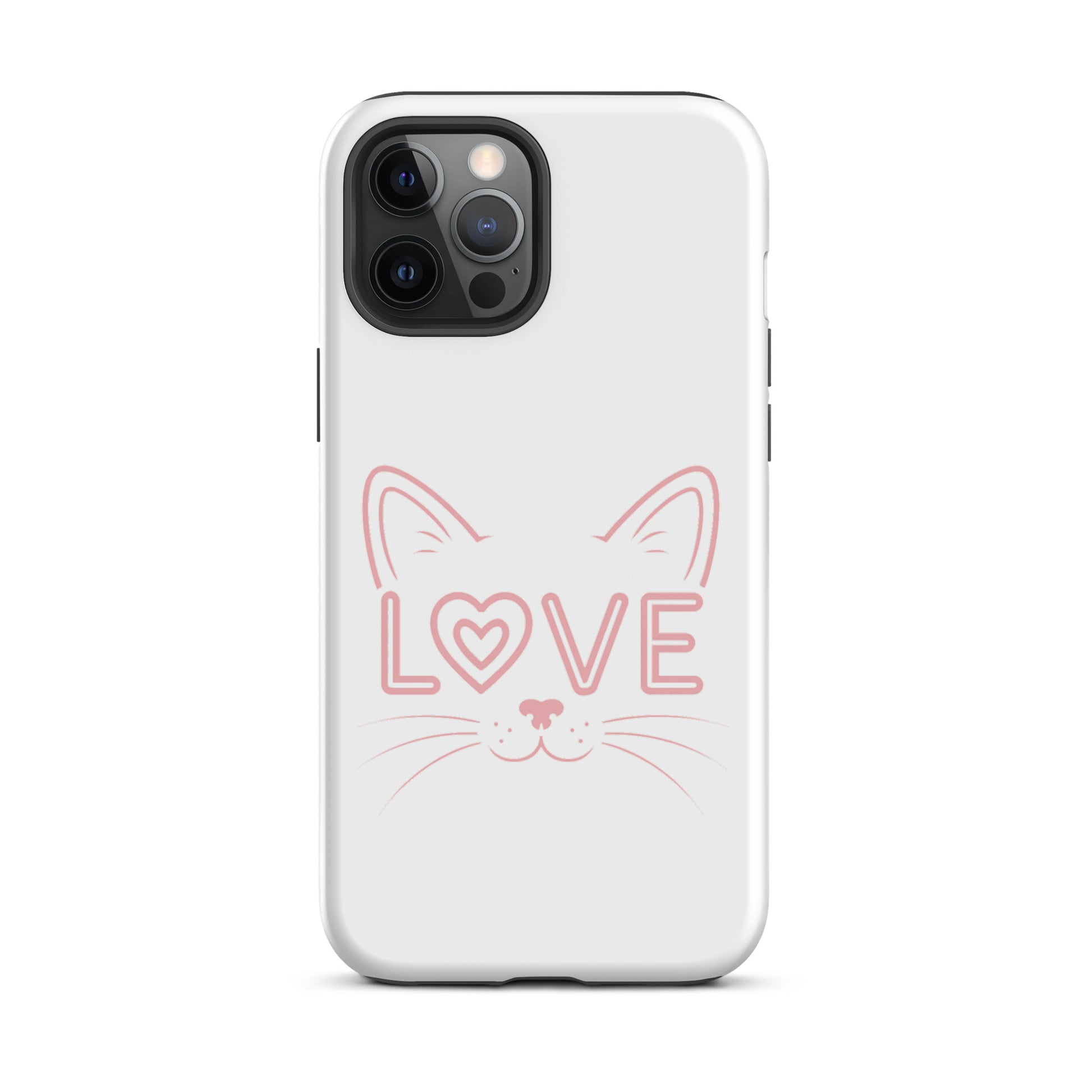 Cat Love iPhone case with minimalist cat face and love design for feline enthusiasts.