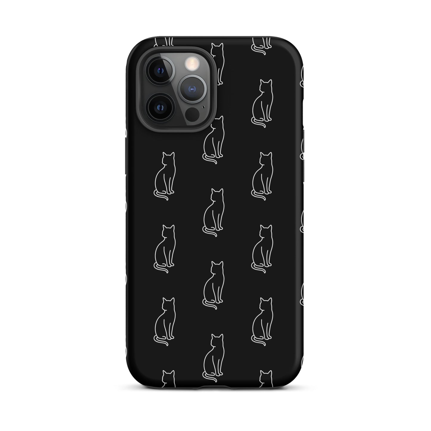 Phone Case with minimalist sitting cat pattern for iPhone, ideal for feline enthusiasts seeking chic protection and style.