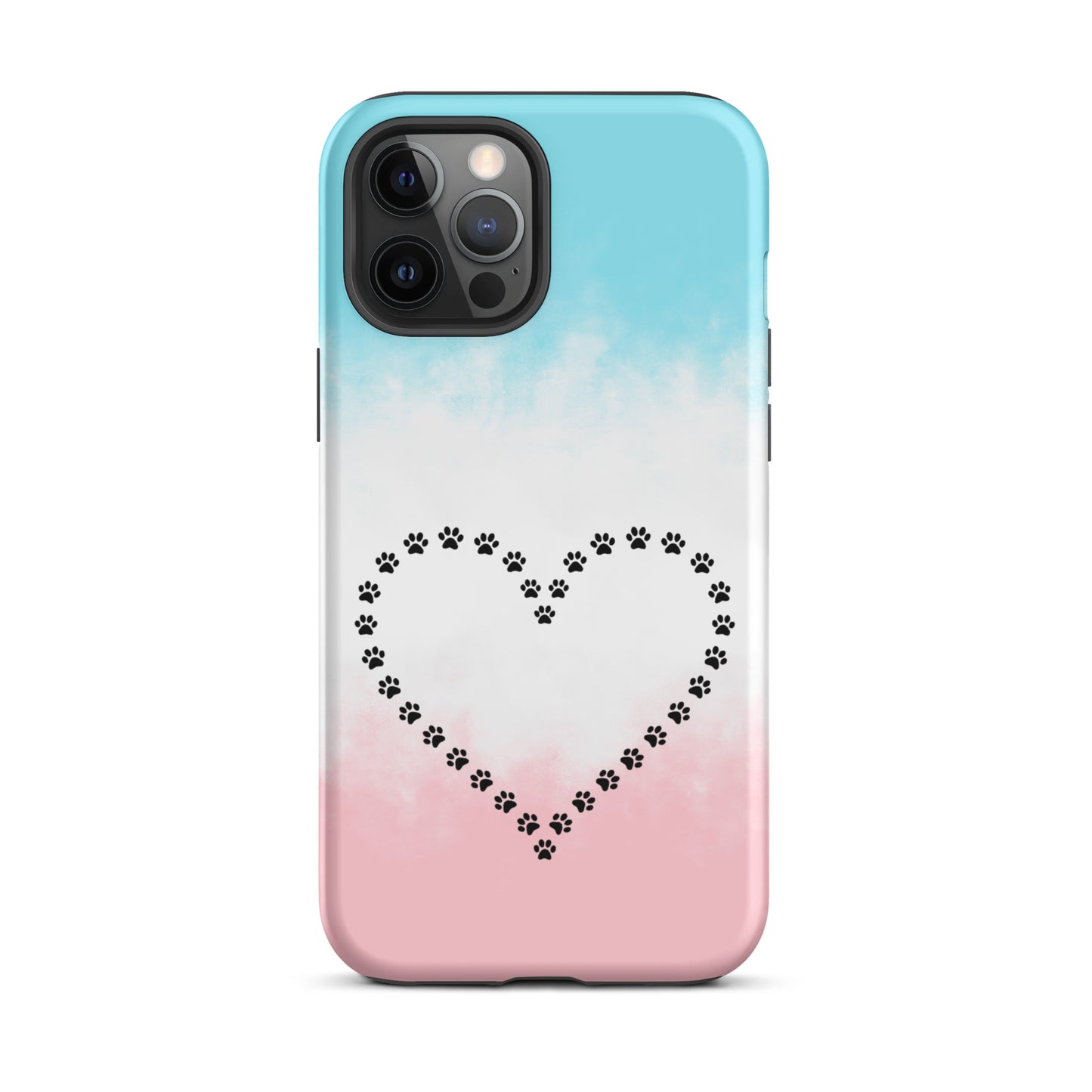 Phone Case for iPhone featuring a cute heart design made of paw prints, perfect for pet lovers seeking charm and protection.
