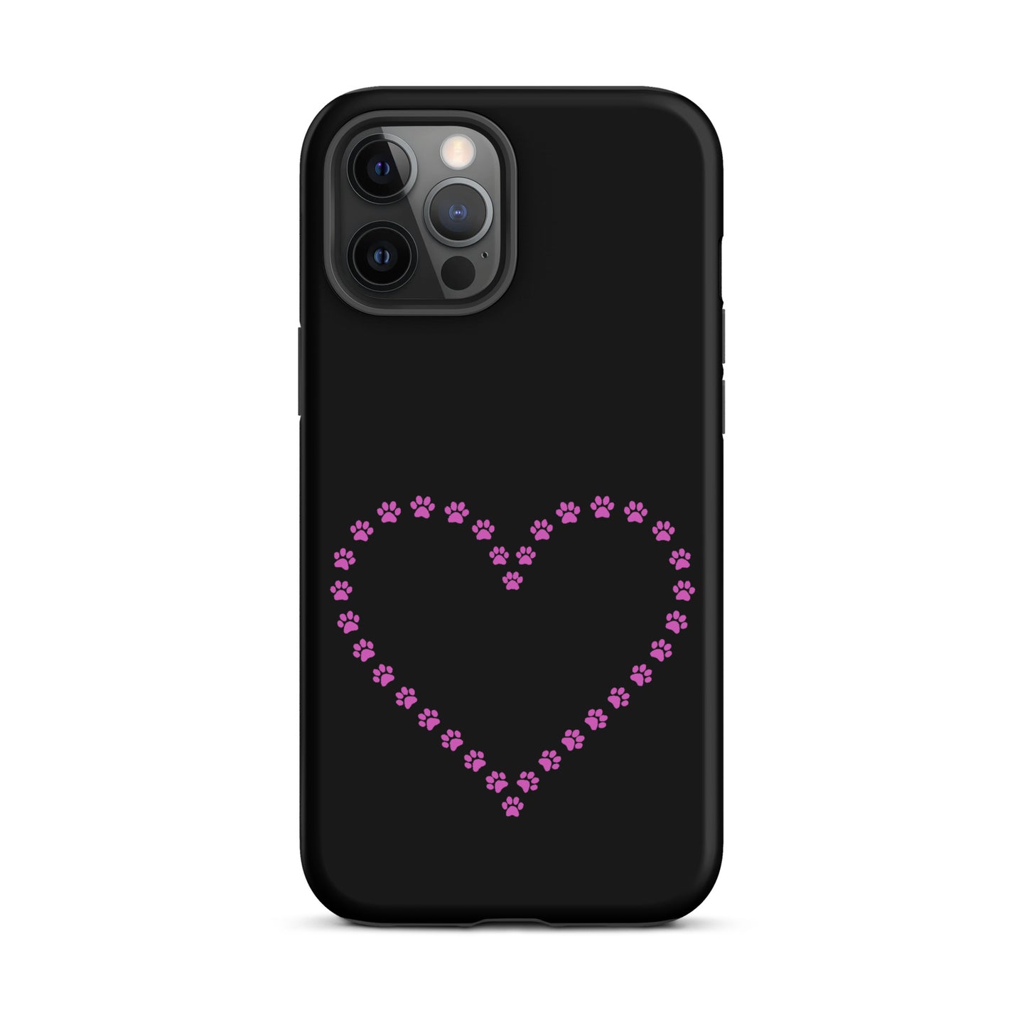 Phone Case for iPhone with pink paw print heart design, perfect for pet lovers and offering stylish protection.