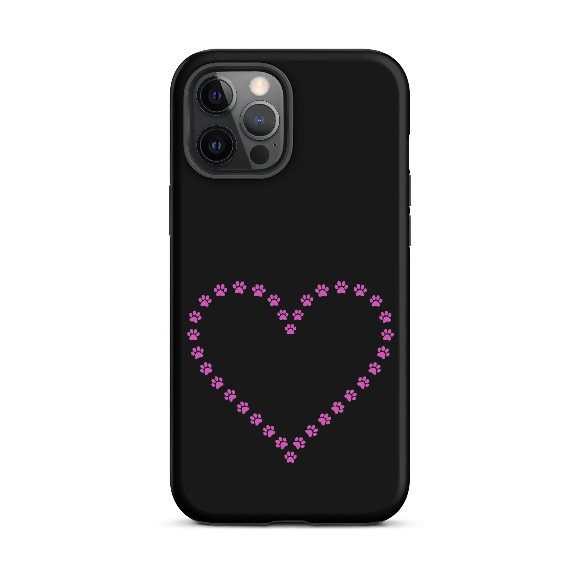 Phone Case for iPhone with pink paw print heart design, perfect for pet lovers and offering stylish protection.