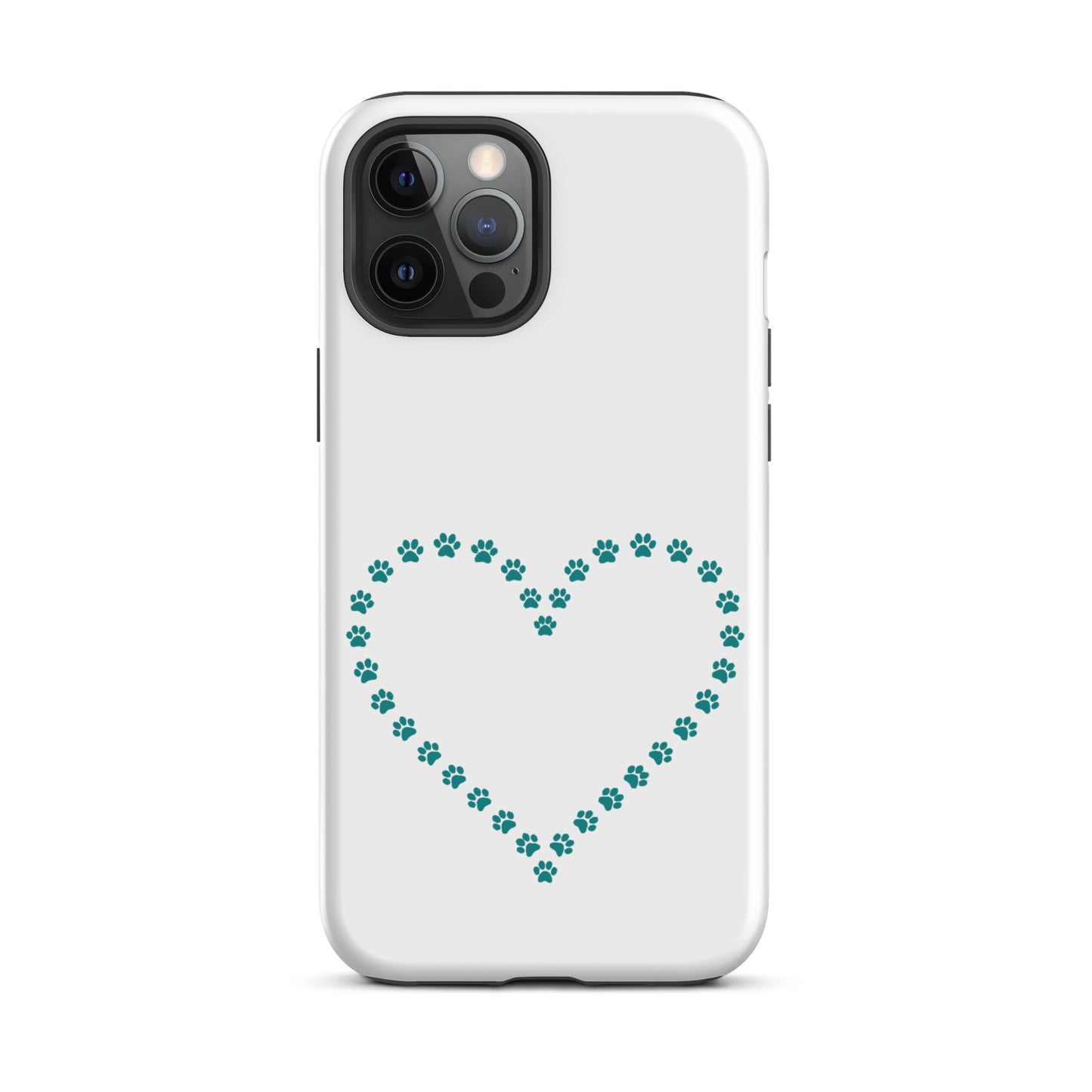 Phone Case with cute paw print heart design for iPhone, perfect for pet lovers seeking charm and durability.