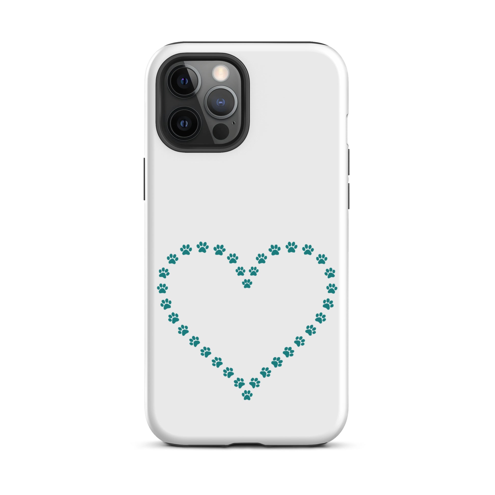 Phone Case with cute paw print heart design for iPhone, perfect for pet lovers seeking charm and durability.