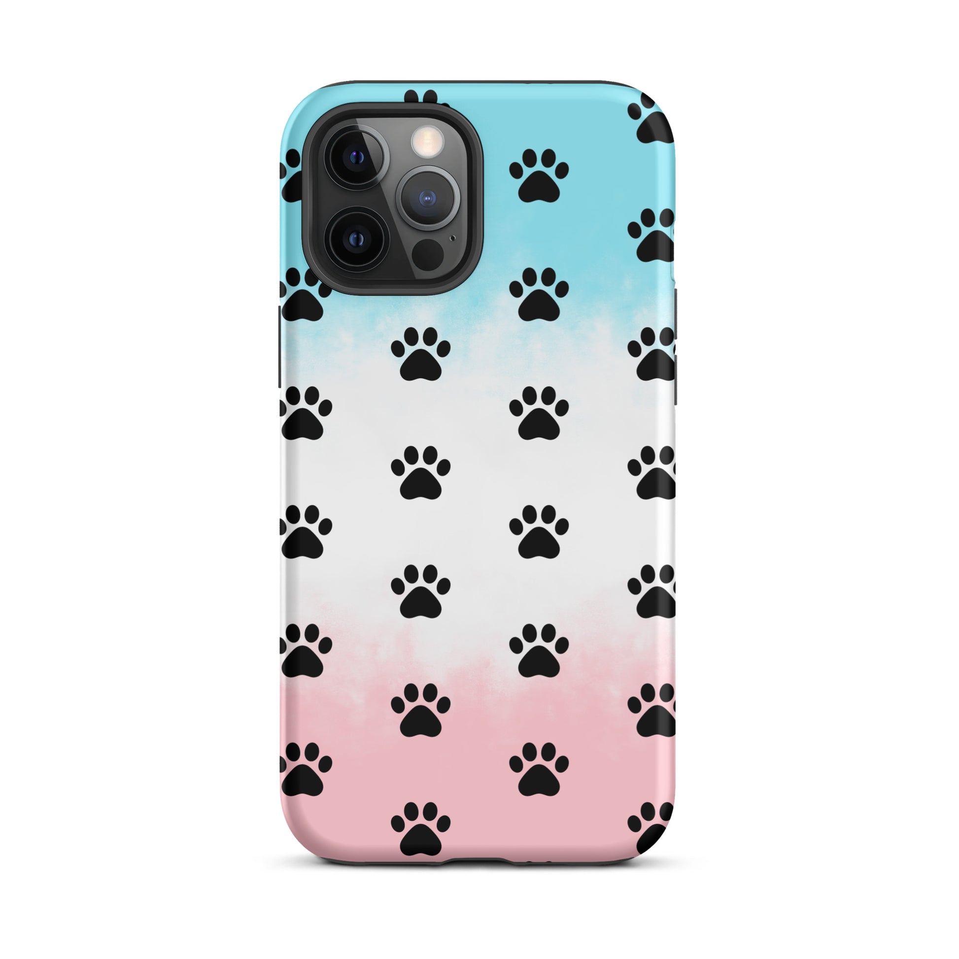 Phone Case with paw print pattern for iPhone, pet lover's design, transparent finish, minimalist style, cute cat and dog themed accessory