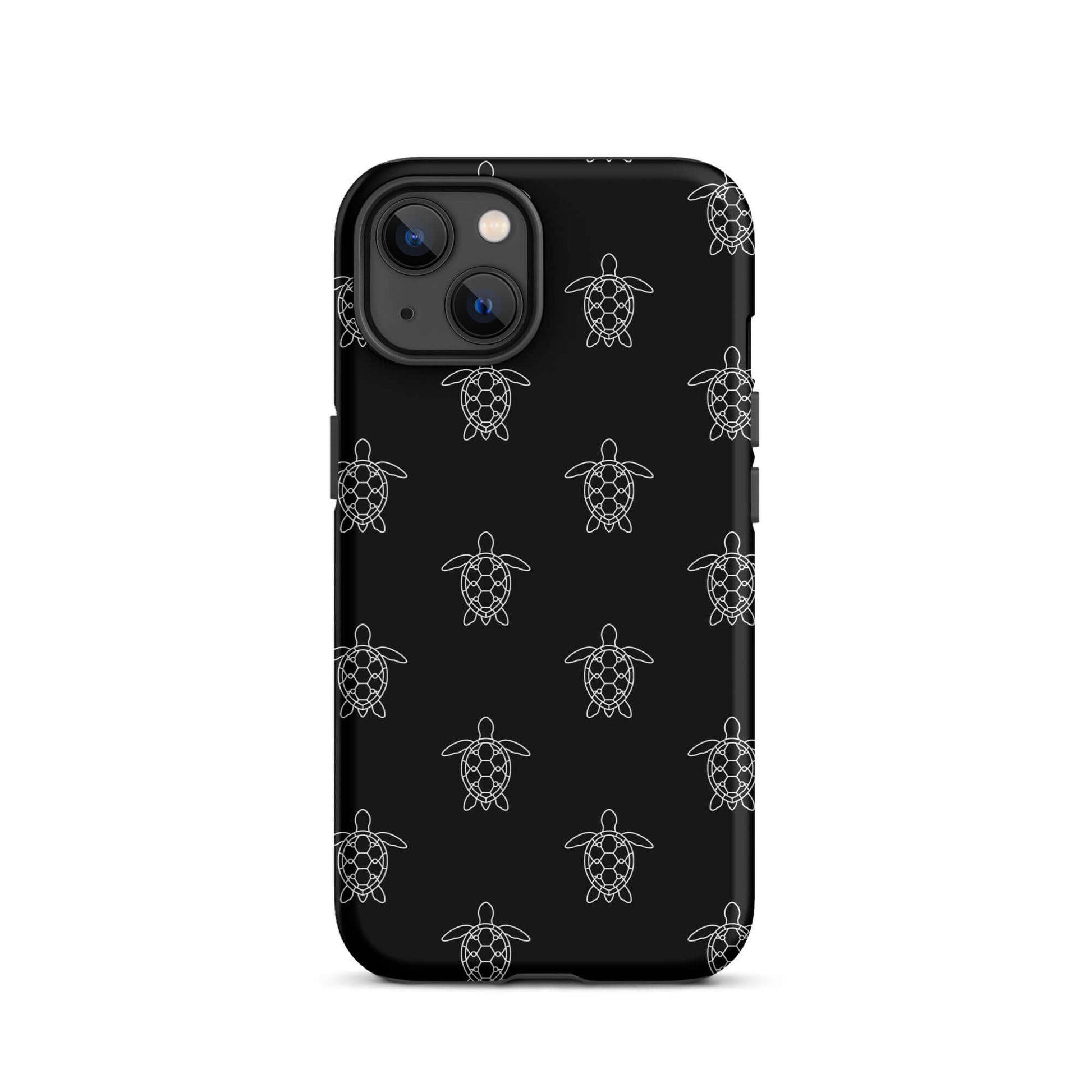 Phone Case featuring a minimalist sea turtle pattern on a black background.