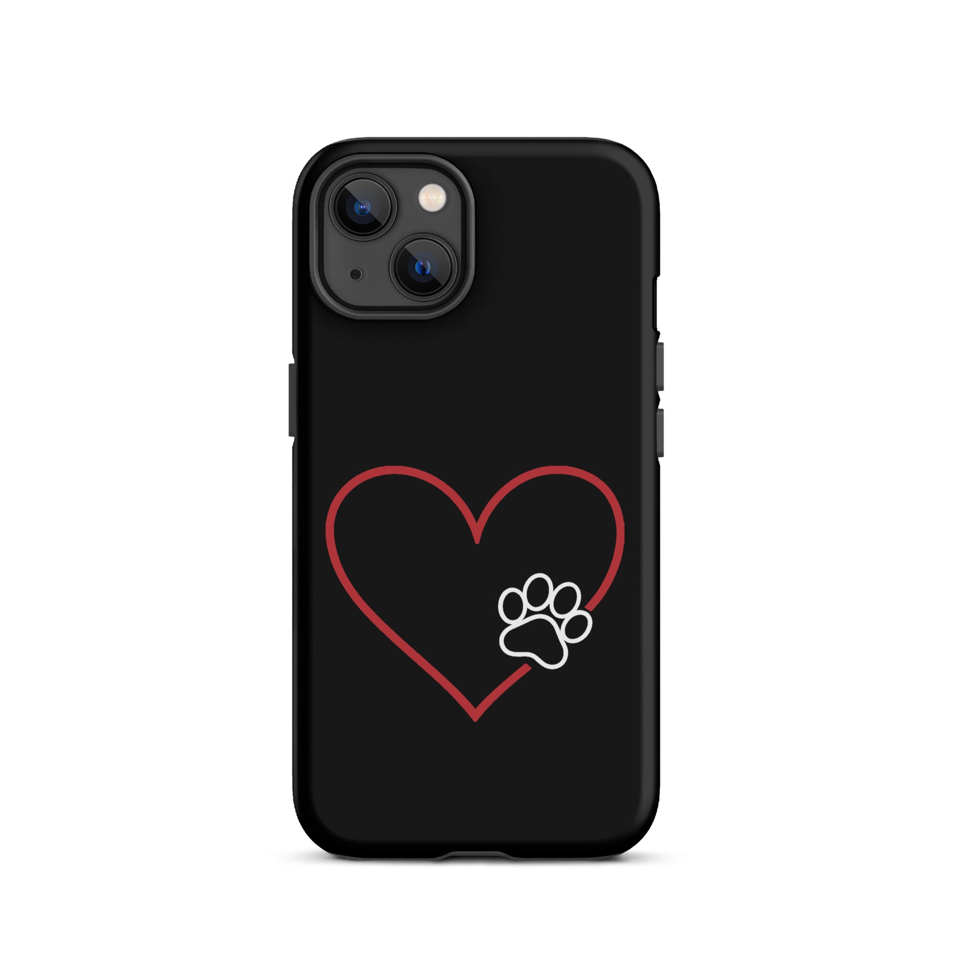Phone Case with heart and paw print design for pet lovers, iPhone accessory offering stylish protection and expressing pet loyalty.