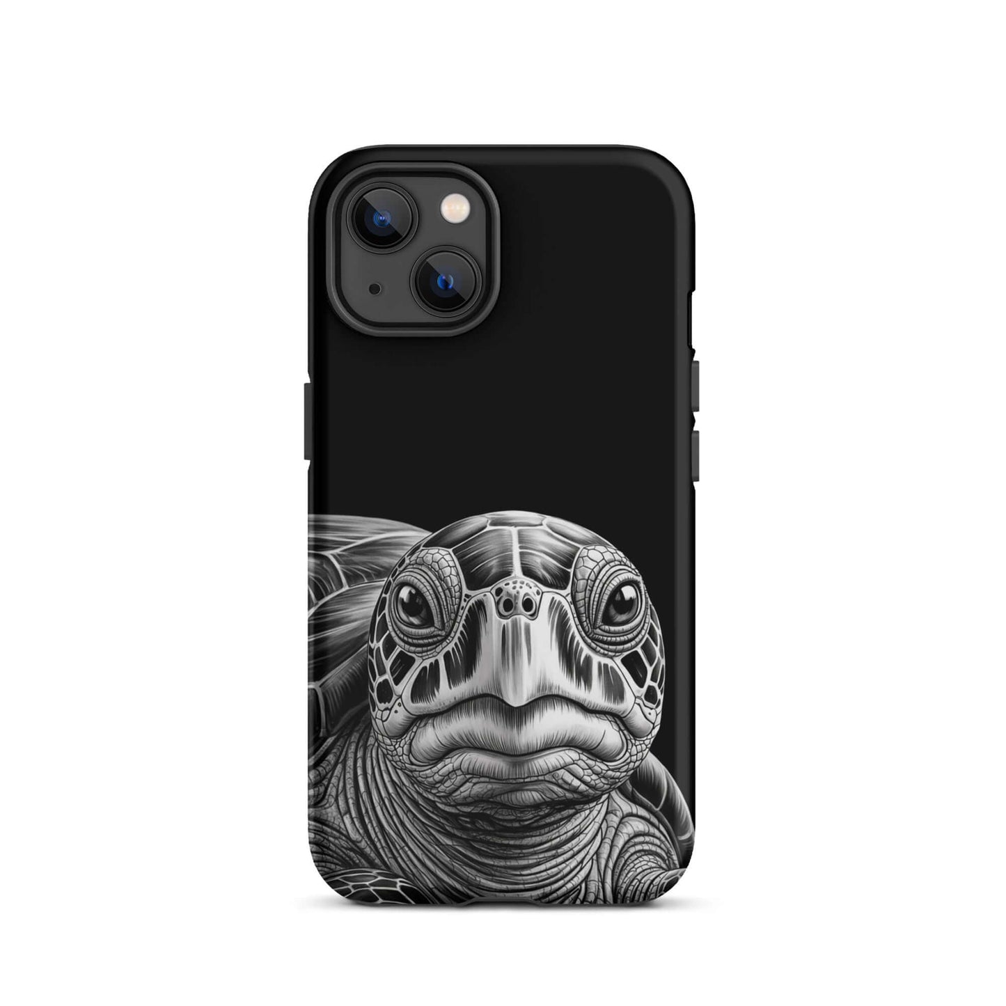 Phone Case for iPhone with ancient sea turtle art, featuring detailed black-and-white sketch design for timeless protection.