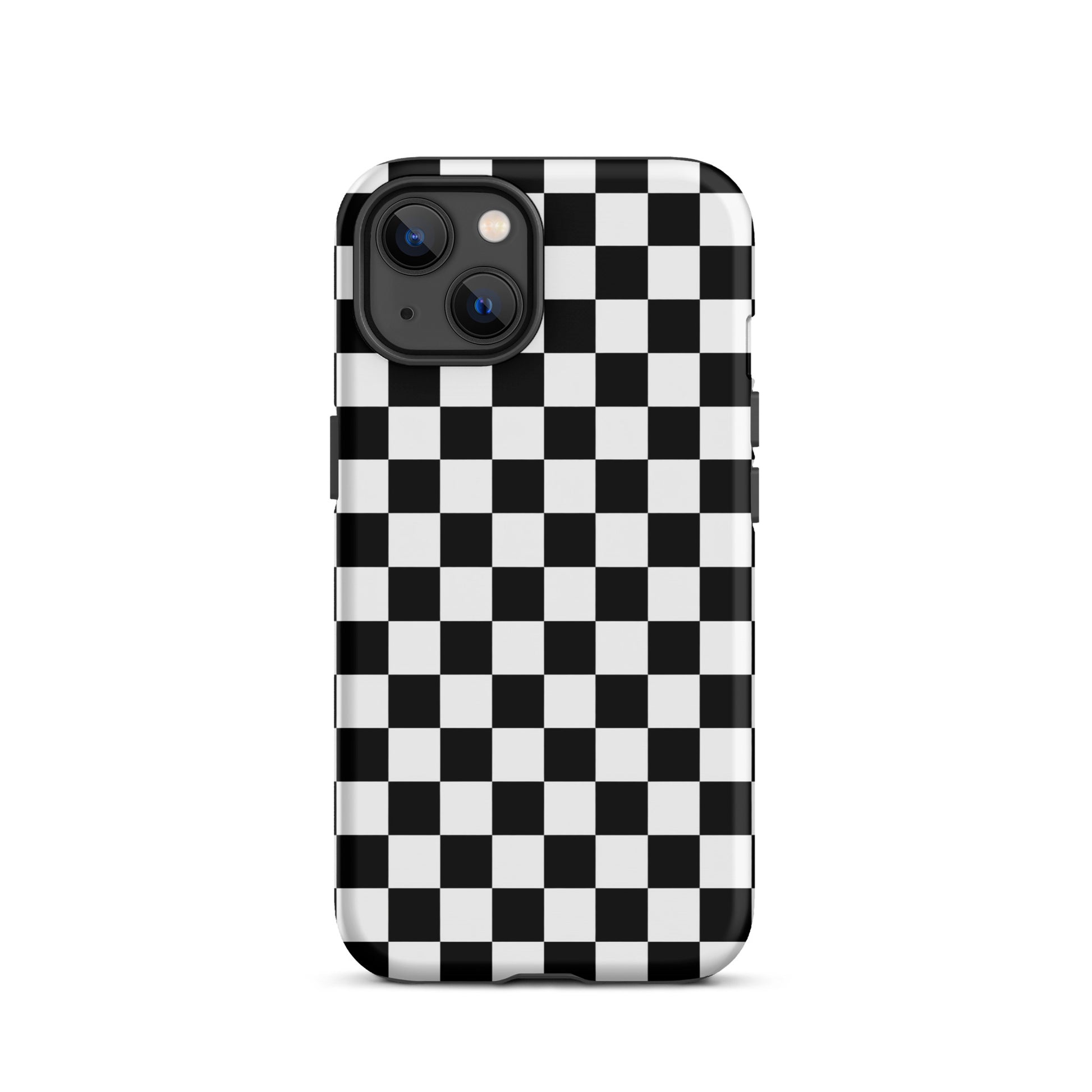 Phone Case for iPhone with bold black-and-white checkered design, offering style and protection.