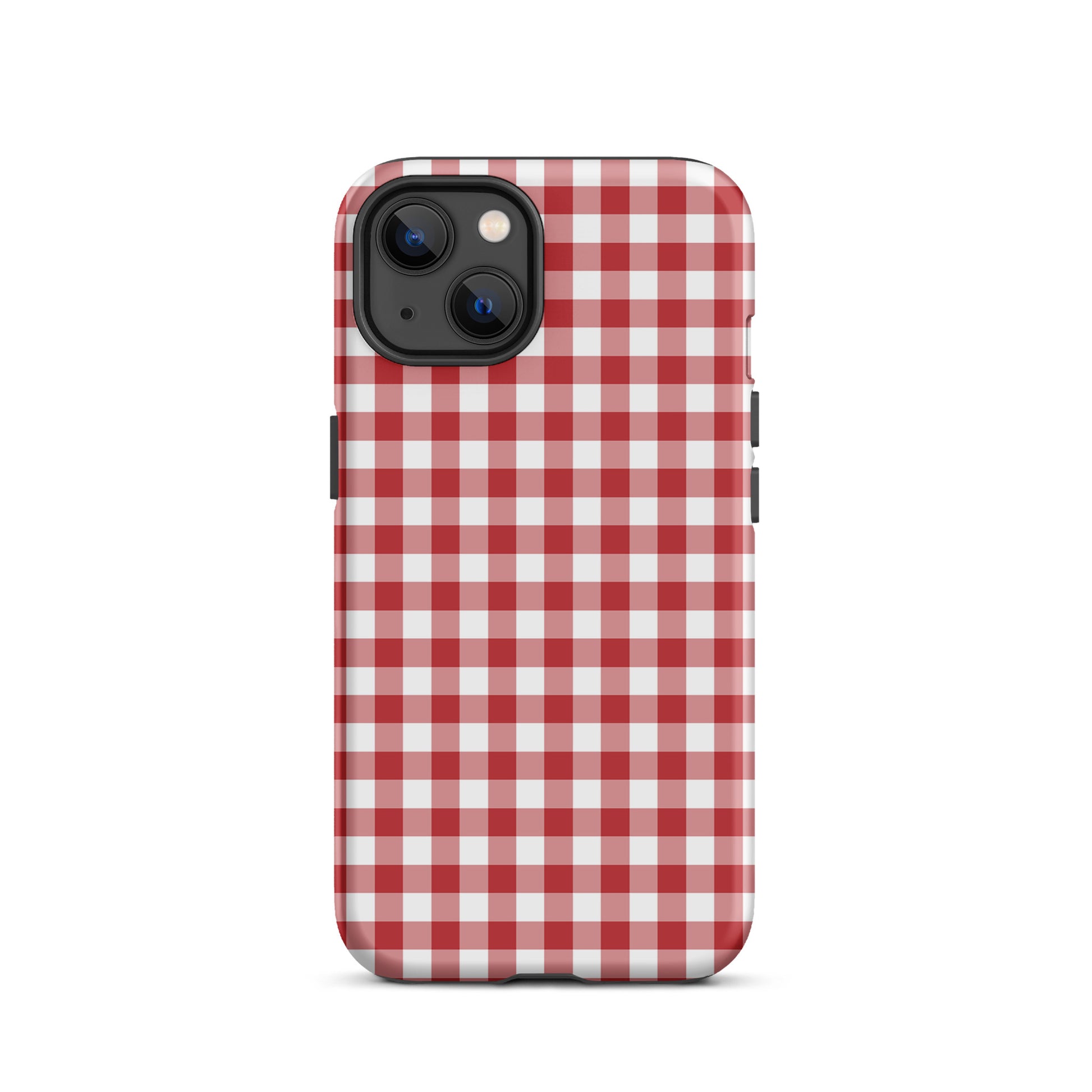 Phone Case with red-and-white gingham pattern for iPhone, blending style and protection, showcasing chic accessory elegance.
