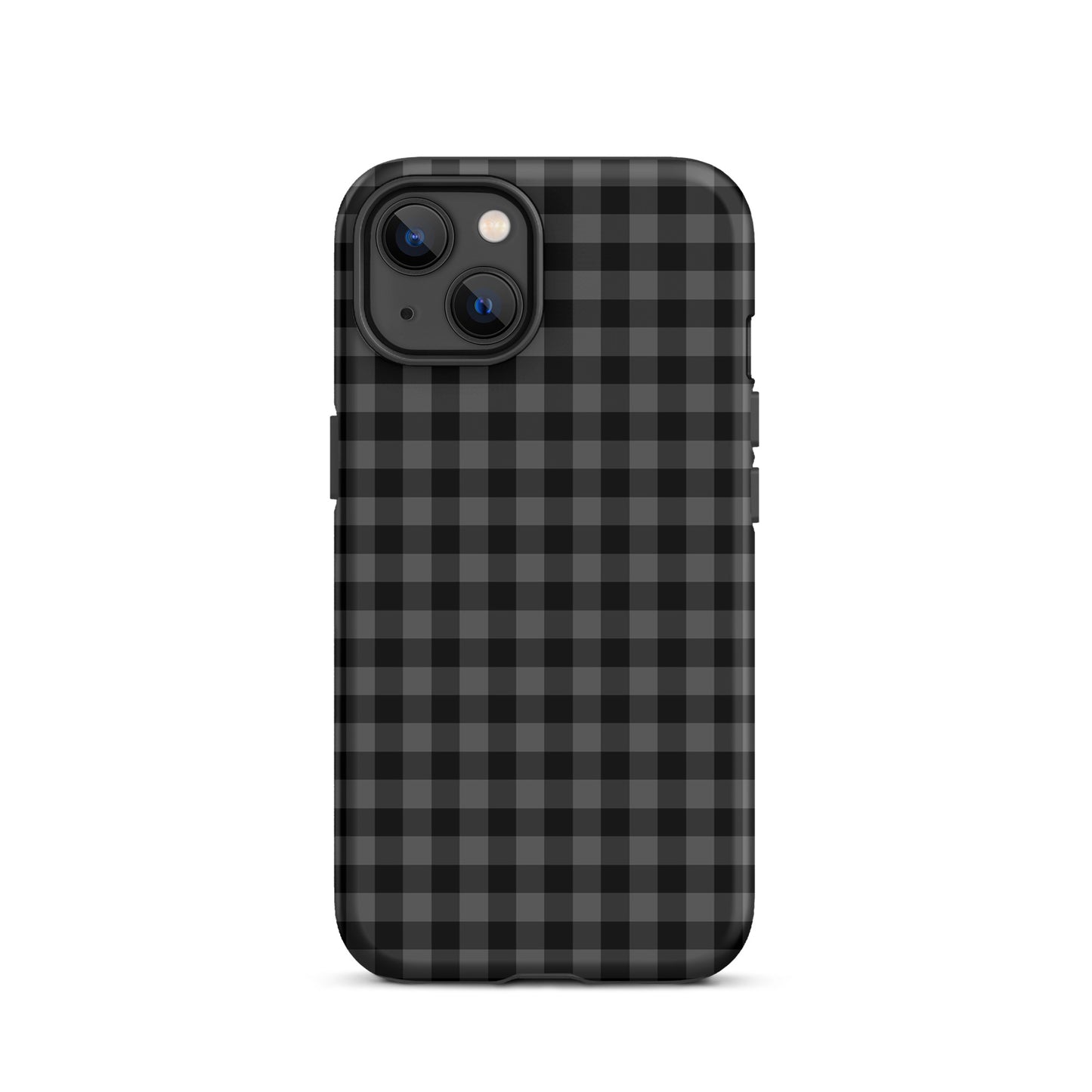 Phone Case for iPhone with black and charcoal gingham pattern for modern style and durable protection.
