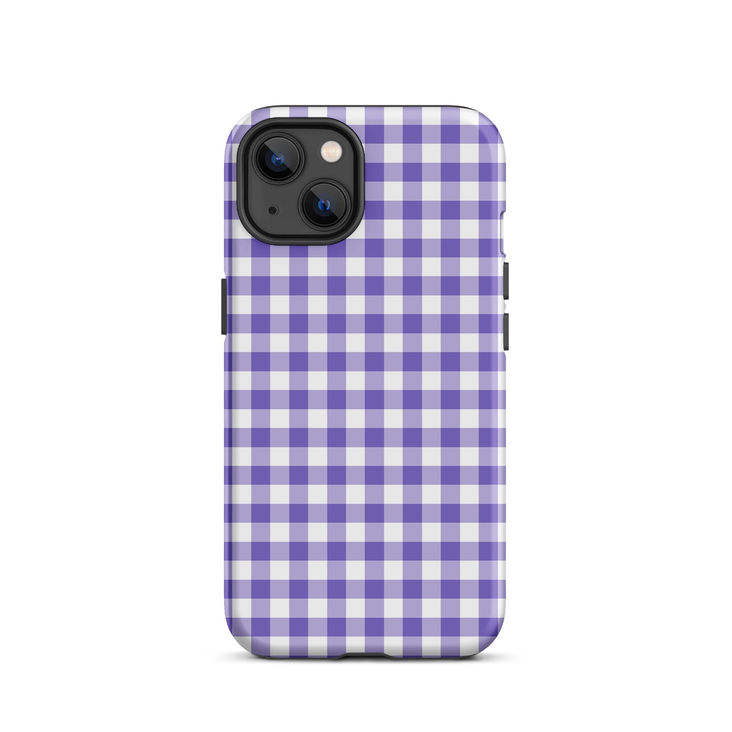 Phone Case with purple-and-white gingham pattern for iPhone, combining style and protection with chic design.