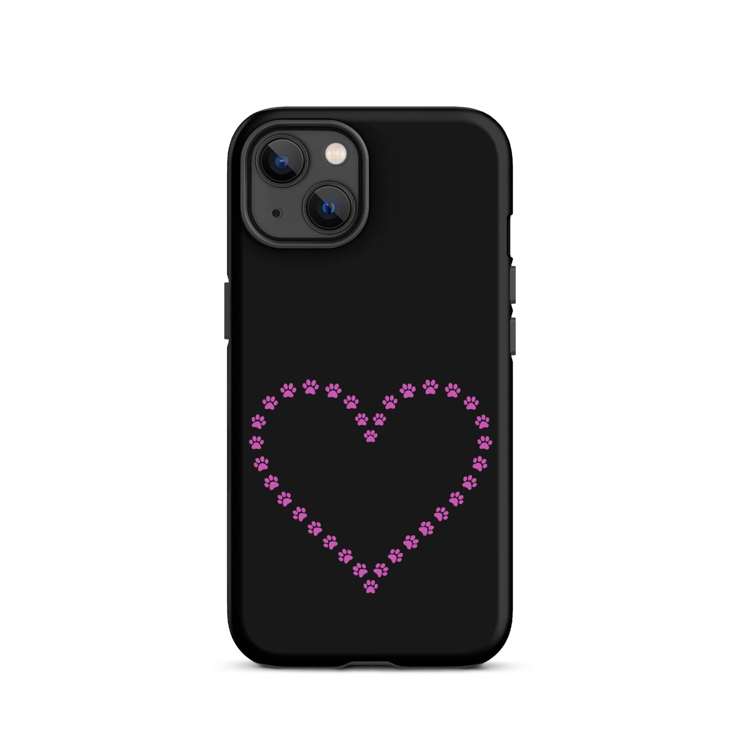 Phone Case featuring heart design made of pink paw prints, perfect for pet lovers seeking stylish and protective iPhone cases.