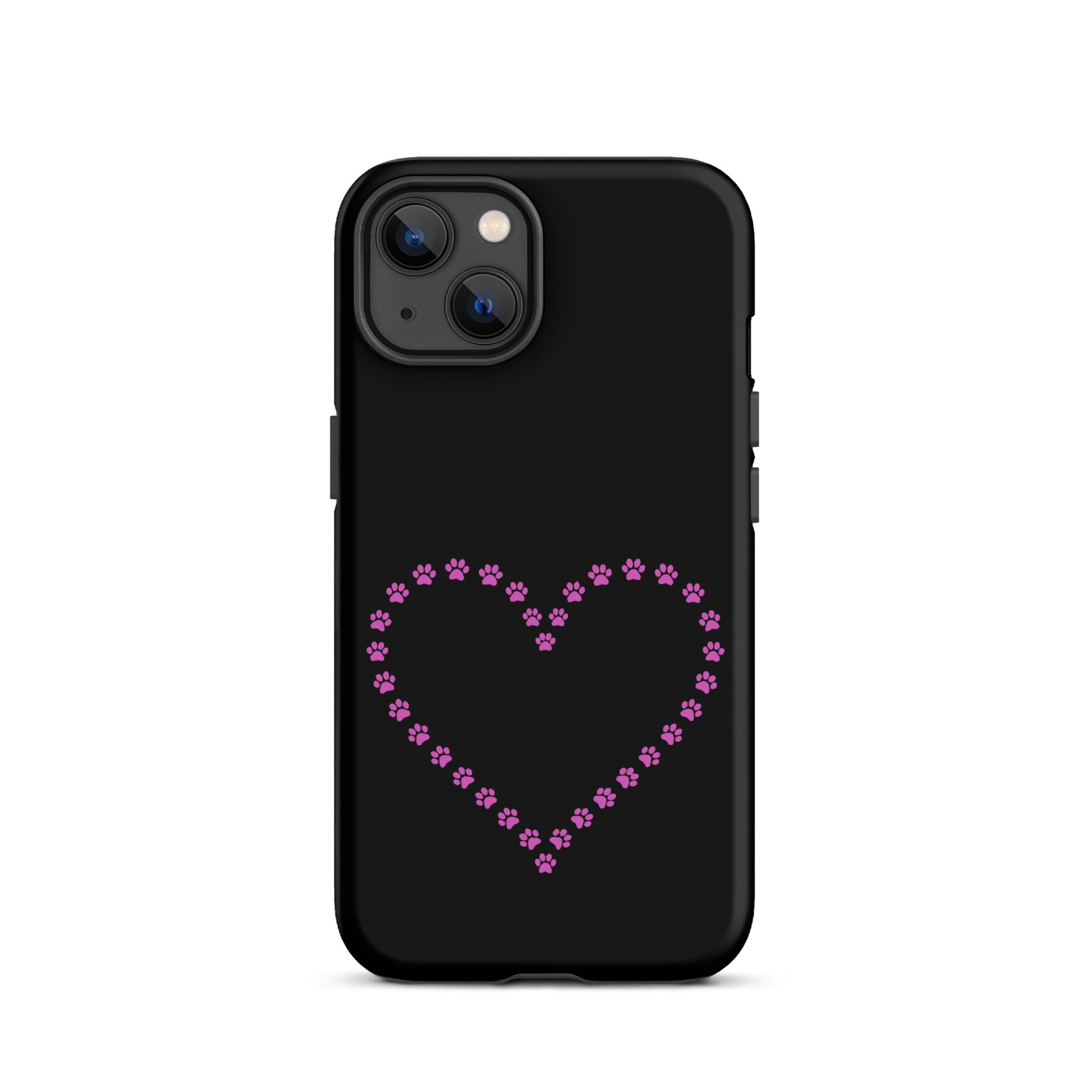 Phone Case featuring heart design made of pink paw prints, perfect for pet lovers seeking stylish and protective iPhone cases.