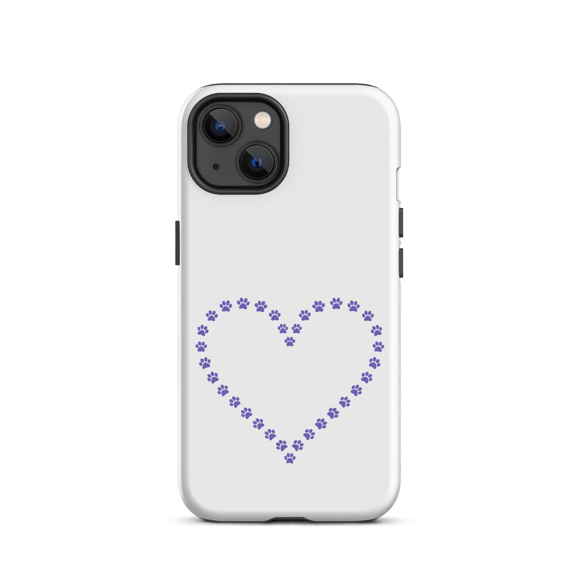 Phone Case for iPhone with cute paw print heart design, ideal for cat and dog lovers seeking stylish protection.