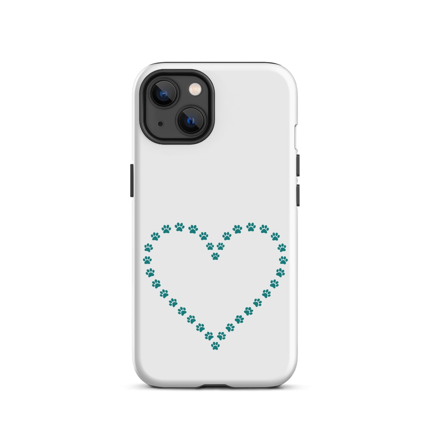 Phone Case: Cute paw print heart design for pet lovers on iPhone case, blending charm and durability for cat and dog enthusiasts.