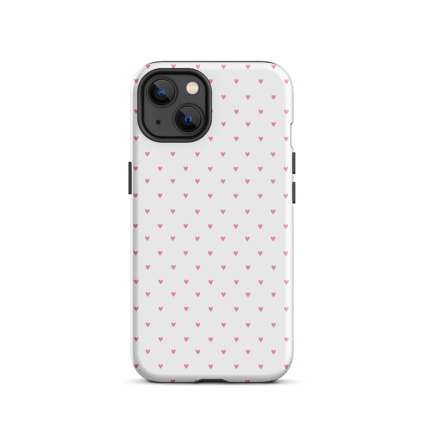 Phone Case for iPhone with heart-dot pattern, featuring tiny hearts on a bold background, playful and modern style