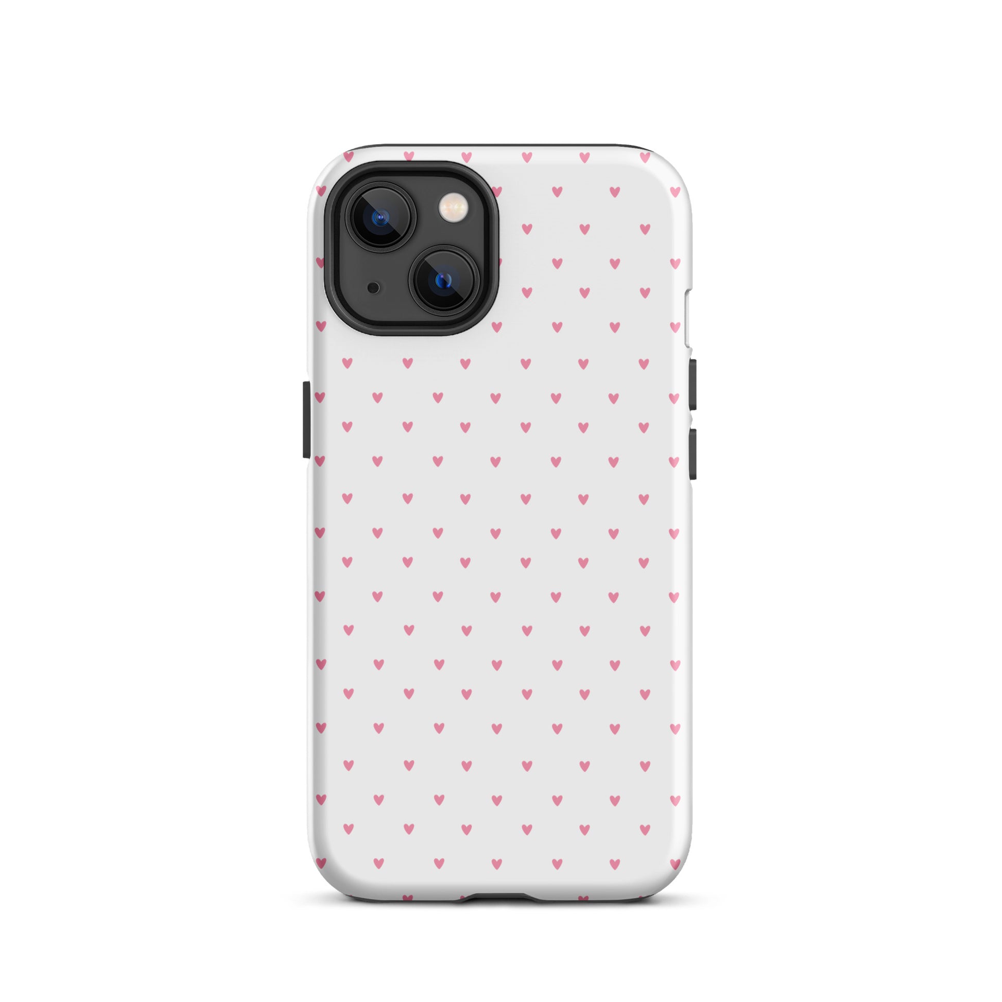 Phone Case for iPhone with heart-dot pattern, featuring tiny hearts on a bold background, playful and modern style