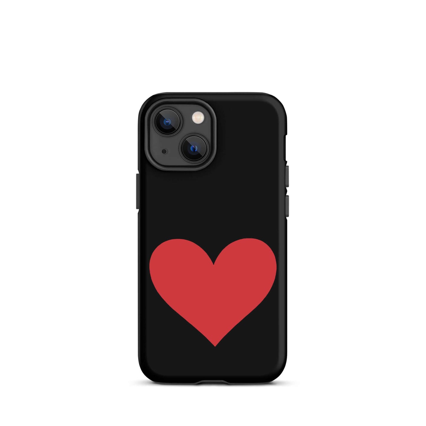 Phone Case featuring a bold red heart design on a black background, perfect for showcasing love and personality.