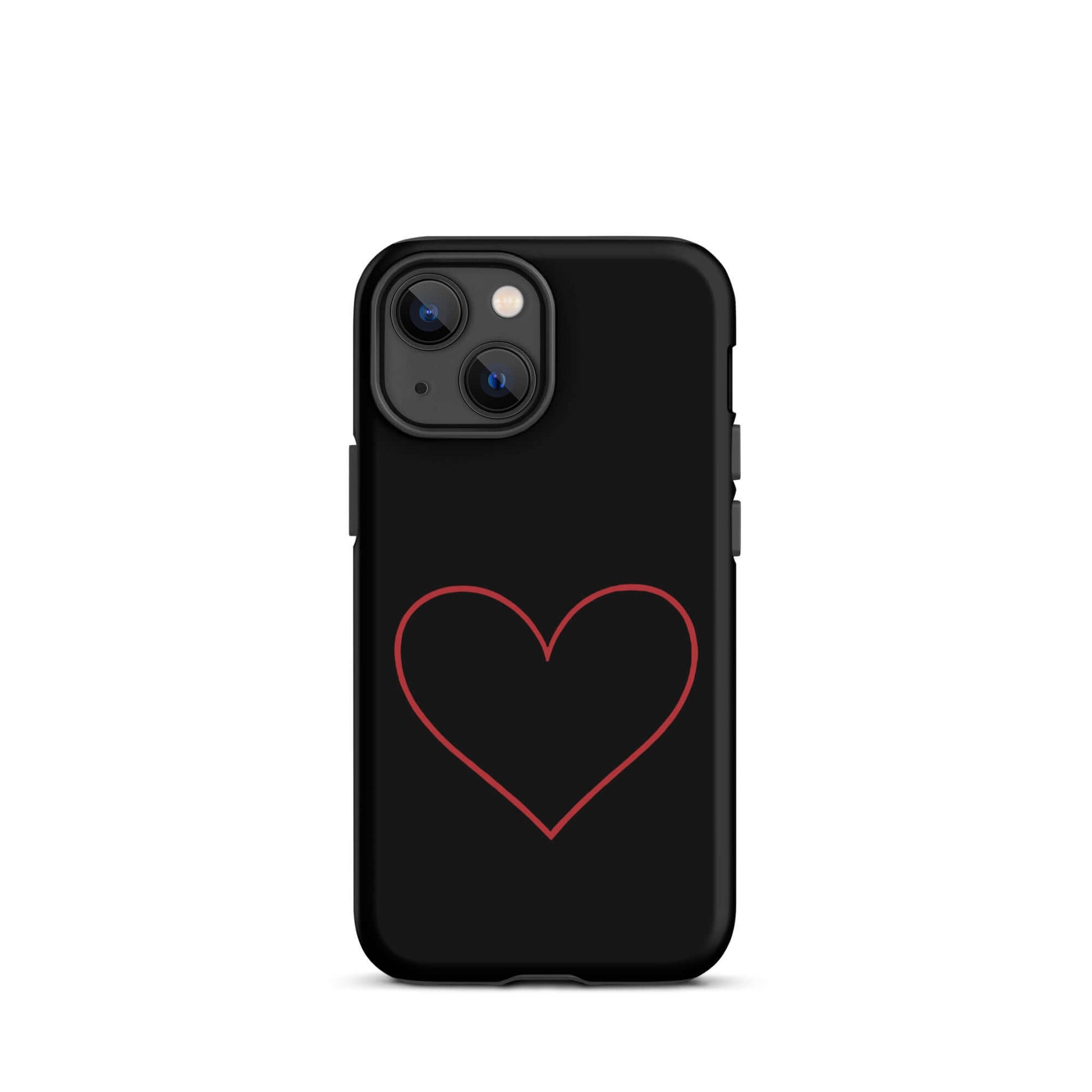 Phone Case for iPhone featuring a minimalist crimson heart design on a sleek black background.