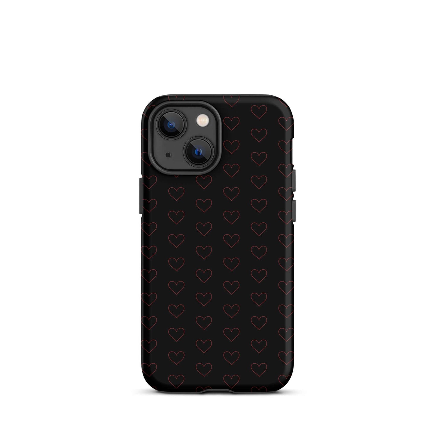 Phone Case for iPhone featuring an elegant crimson heart pattern on a sleek black background.