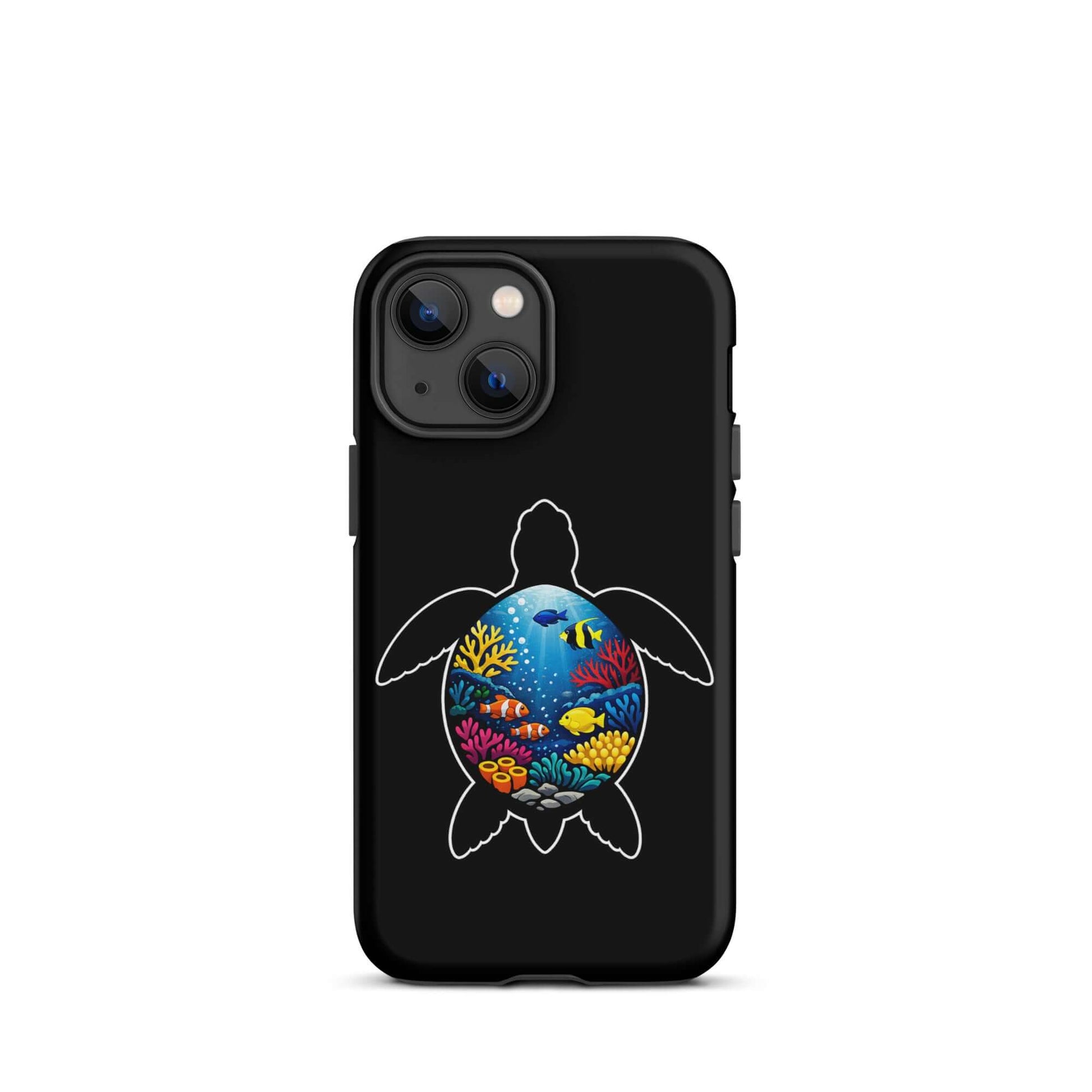 Phone Case for iPhone featuring a vibrant sea turtle reef design with colorful coral.