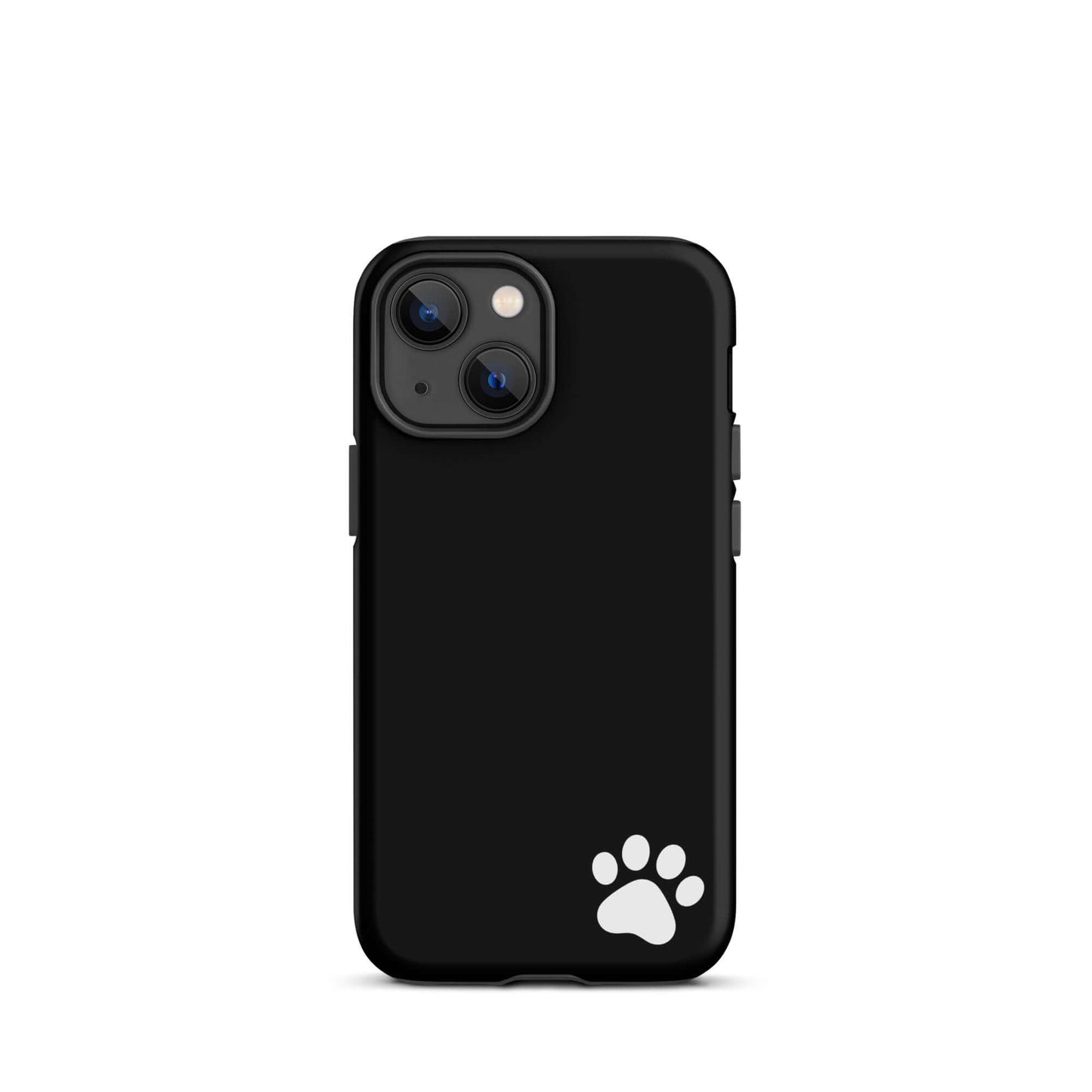 Phone Case for iPhone with white paw print on sleek black minimalist design.