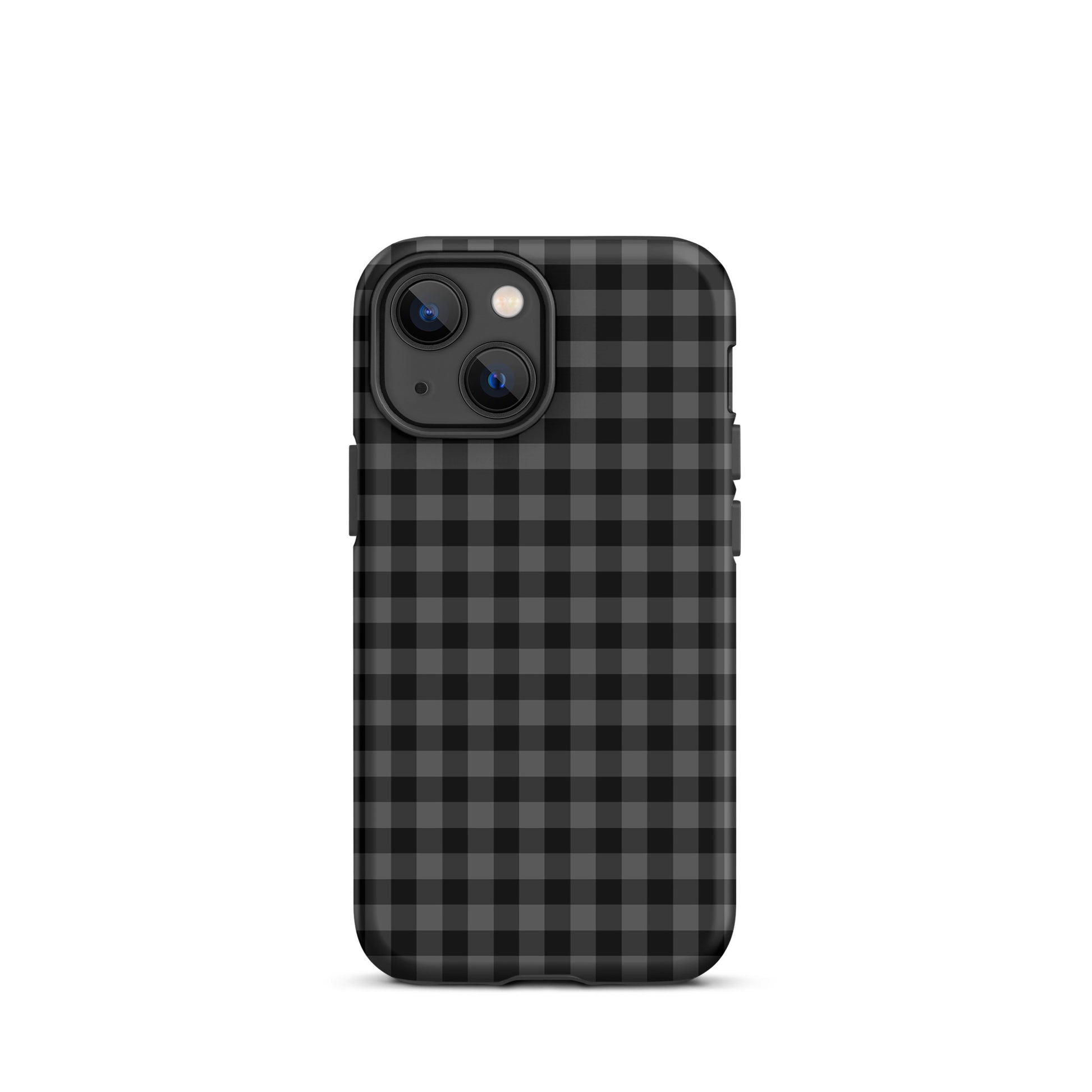 Phone Case with black charcoal gingham pattern for iPhone, offering style and protection.