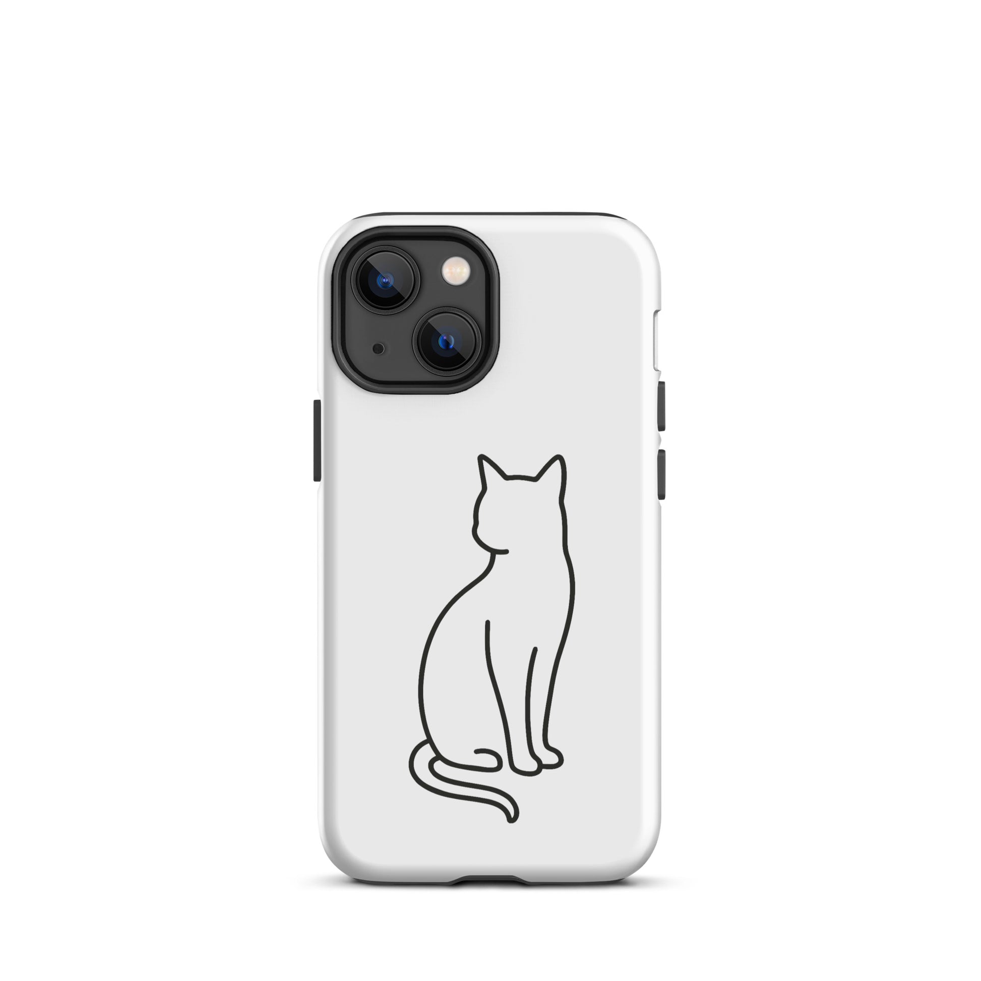Phone Case featuring minimalist sitting cat design for modern pet lovers, offering stylish dual-layer protection for iPhone.