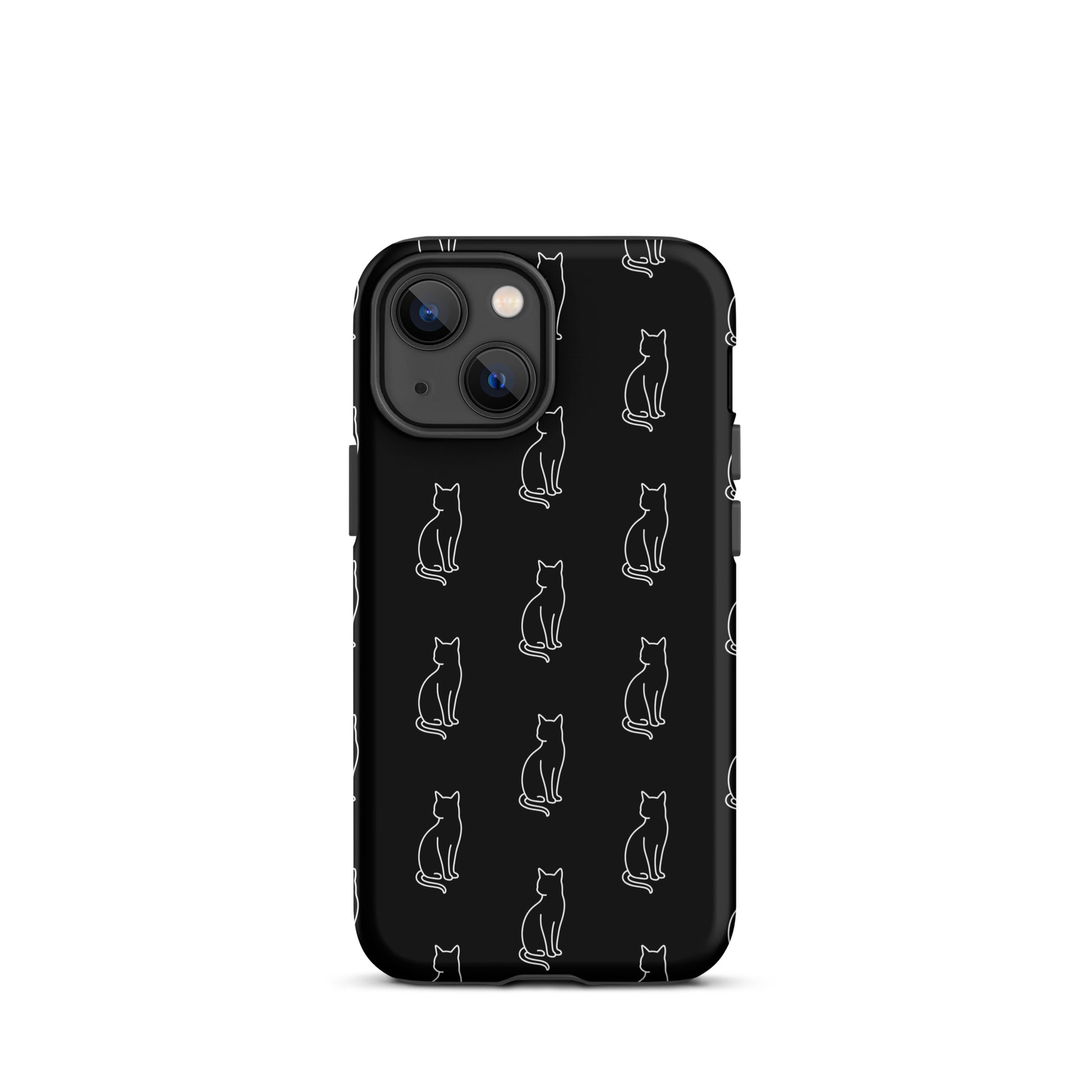 Phone Case with minimalist sitting cat pattern for iPhone, perfect for feline fans seeking stylish, protective mobile accessory.