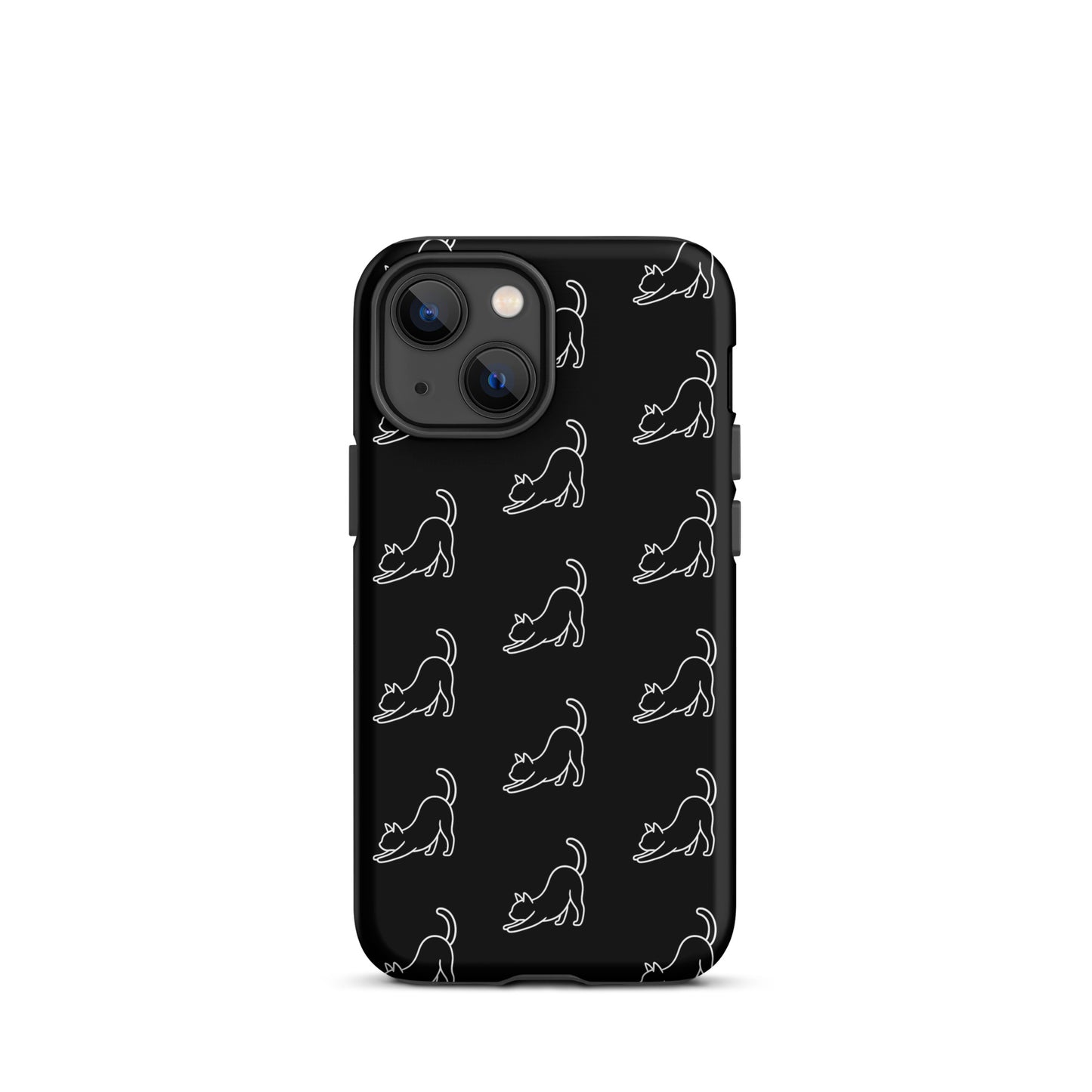 Phone Case for iPhone with minimalist stretching cat pattern, offering protection and style for cat lovers.