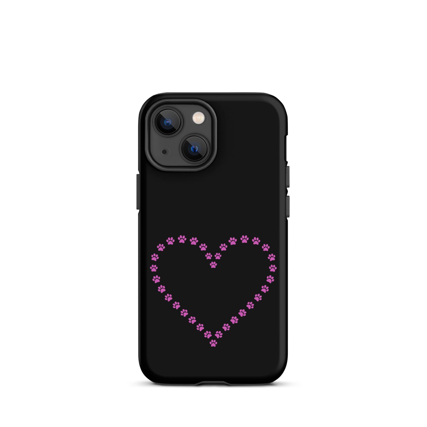 Phone Case with cute paw print heart design, perfect for pet lovers, features durable protection for iPhone.