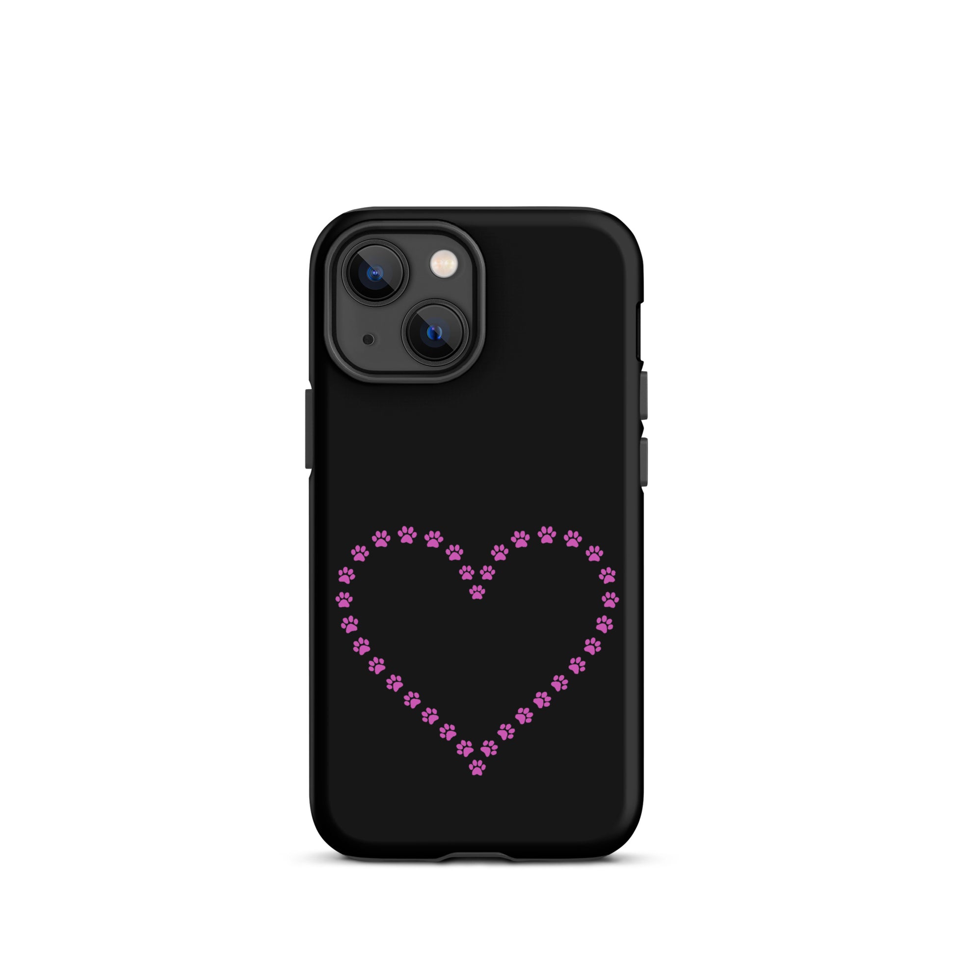 Phone Case with cute paw print heart design, perfect for pet lovers, features durable protection for iPhone.